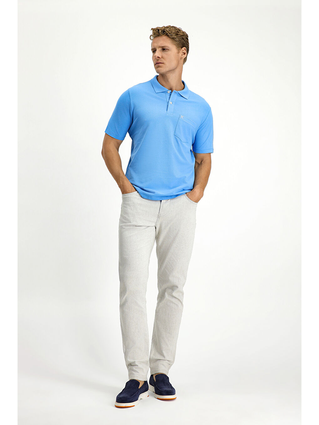 Mavi Polo Yaka Regular Fit Nakışlı Pamuk %100 Pamuk Tişört-2