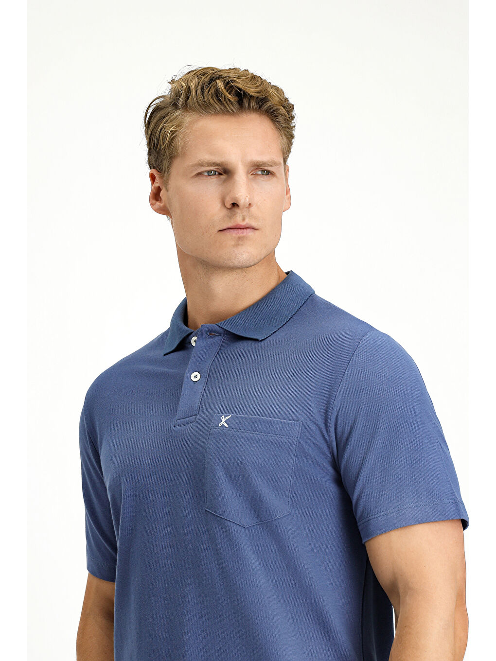 İndigo Polo Yaka Regular Fit Nakışlı Pamuk %100 Pamuk Tişört-2