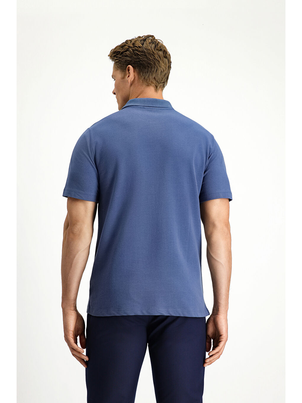 İndigo Polo Yaka Regular Fit Nakışlı Pamuk %100 Pamuk Tişört-4