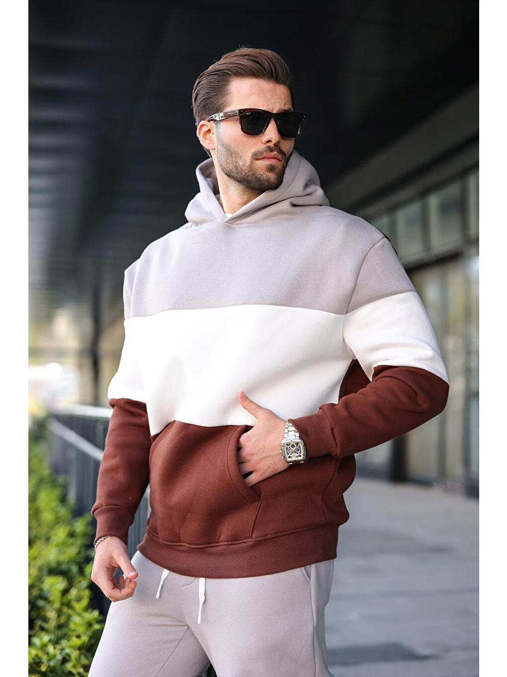 Gri Kapüşonlu Erkek Eşofman Takımı 5926-1