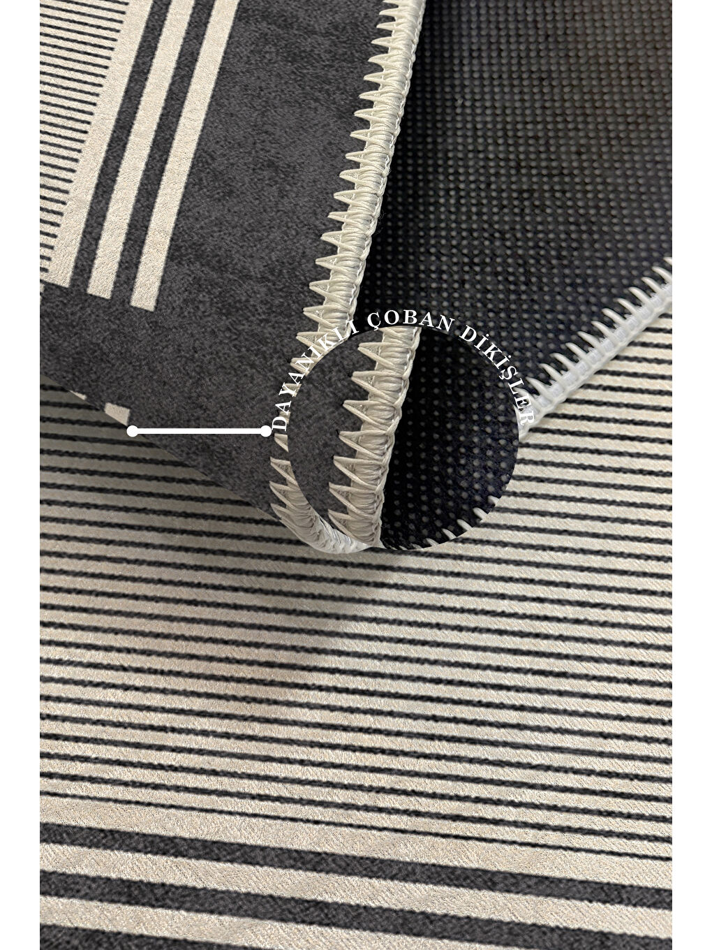 Antrasit Modern Dekoratif Yıkanabilir Kaymaz Taban Halı – İnce, Yumuşak Salon Halısı, Mutfak Halısı ve Yolluk-3