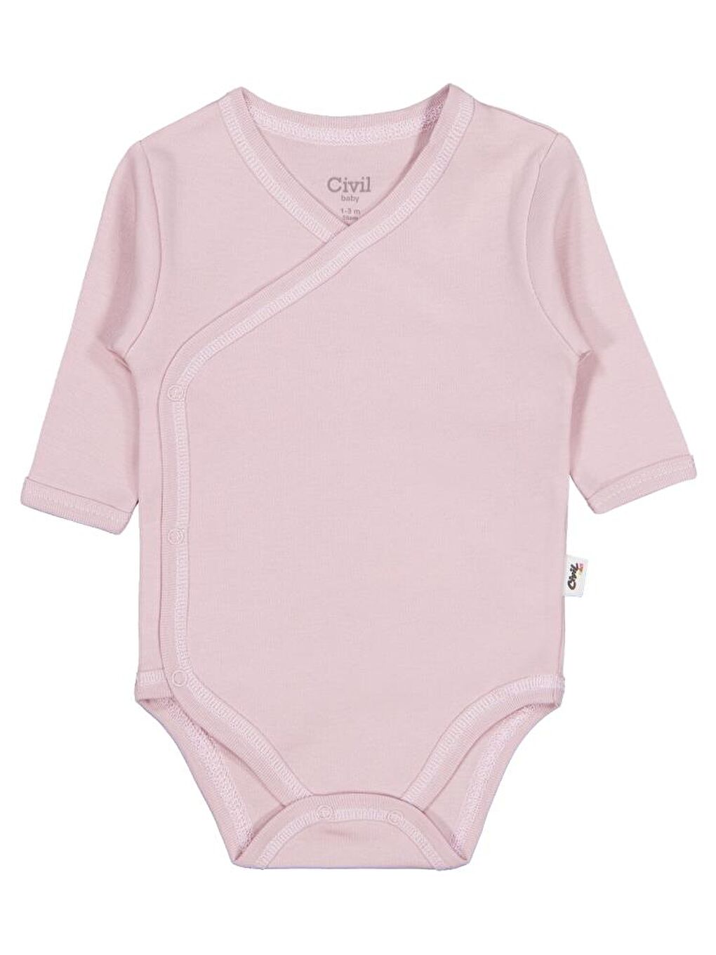 Baby Renkli Kumaş 1-6 Ay Unisex Zıbın Badi - Pembe 3-6 Ay-3