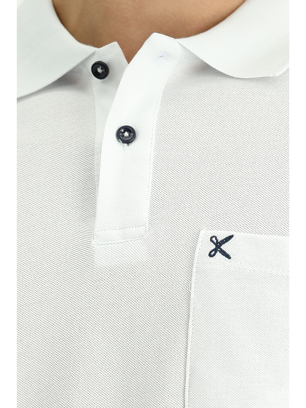 Beyaz Polo Yaka Regular Fit Nakışlı Pamuk %100 Pamuk Tişört-5