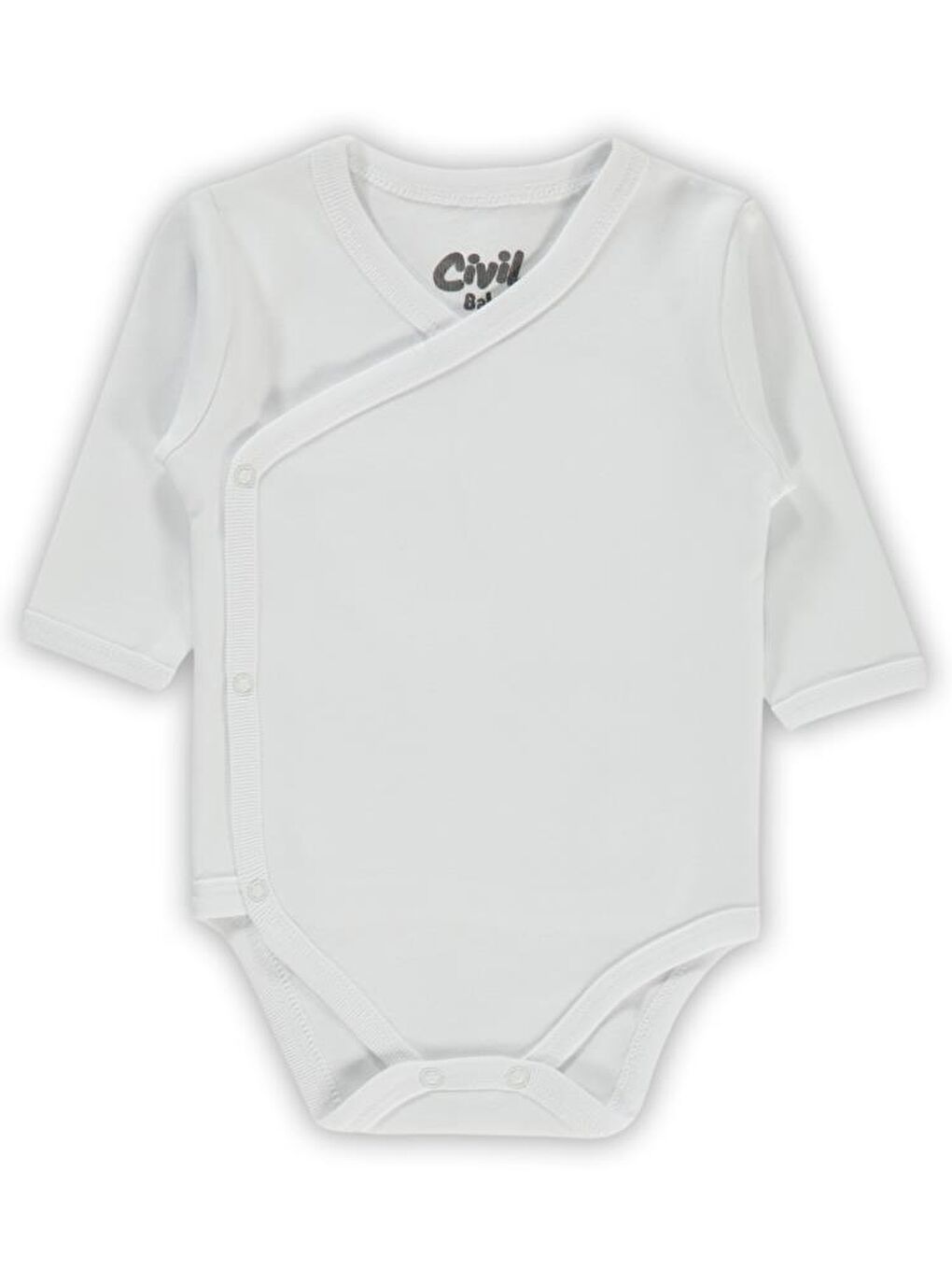 Baby Renkli Kumaş 1-6 Ay Unisex Zıbın Badi - Beyaz 3-6 Ay-1