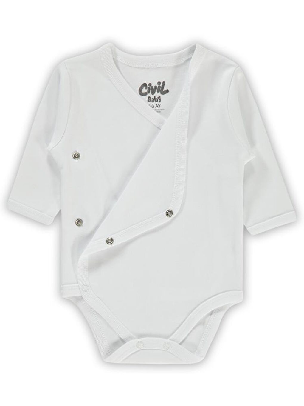 Baby Renkli Kumaş 1-6 Ay Unisex Zıbın Badi - Beyaz 3-6 Ay-3