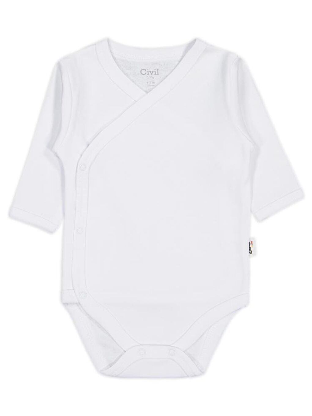 Baby Renkli Kumaş 1-6 Ay Unisex Zıbın Badi - Beyaz 3-6 Ay-4