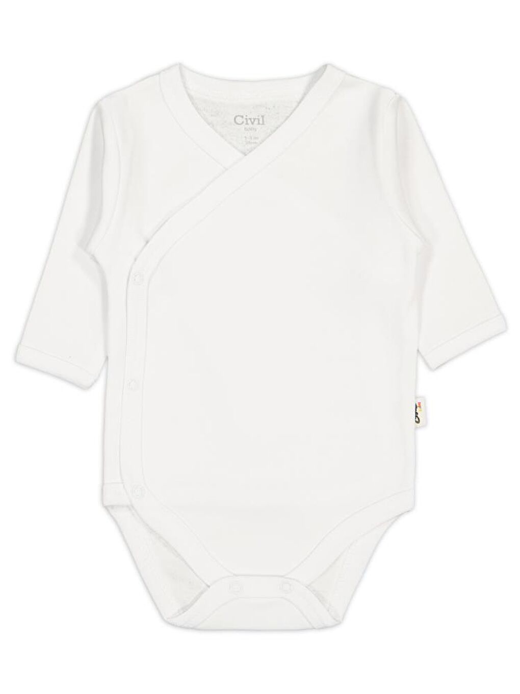 Baby Renkli Kumaş 1-6 Ay Unisex Zıbın Badi - Ekru 6-9 Ay