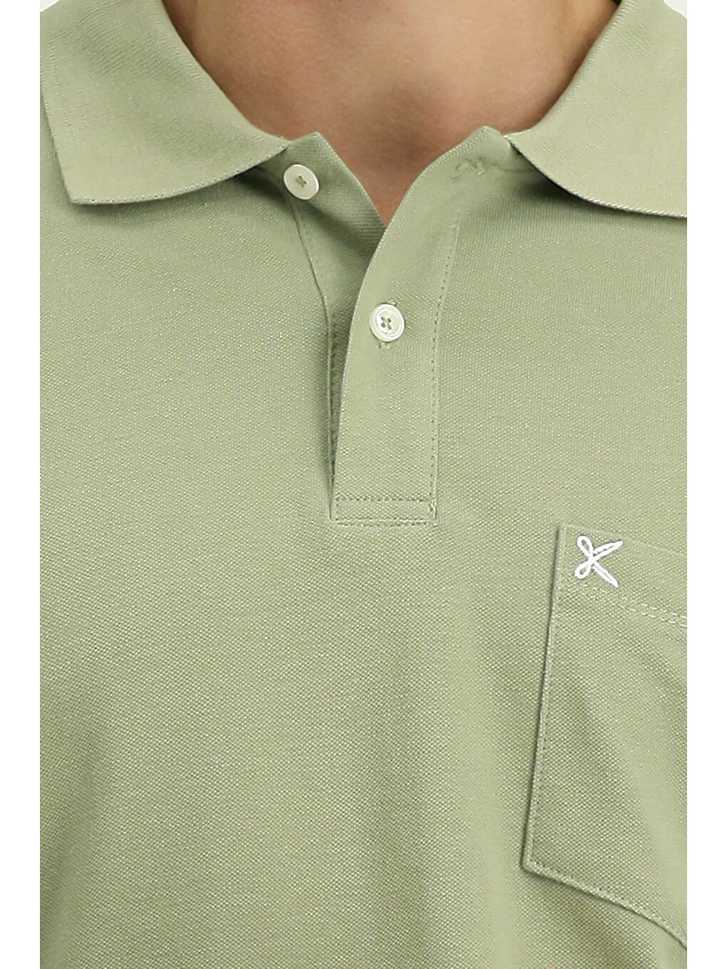 Yeşil Polo Yaka Regular Fit Nakışlı Pamuk %100 Pamuk Tişört-4