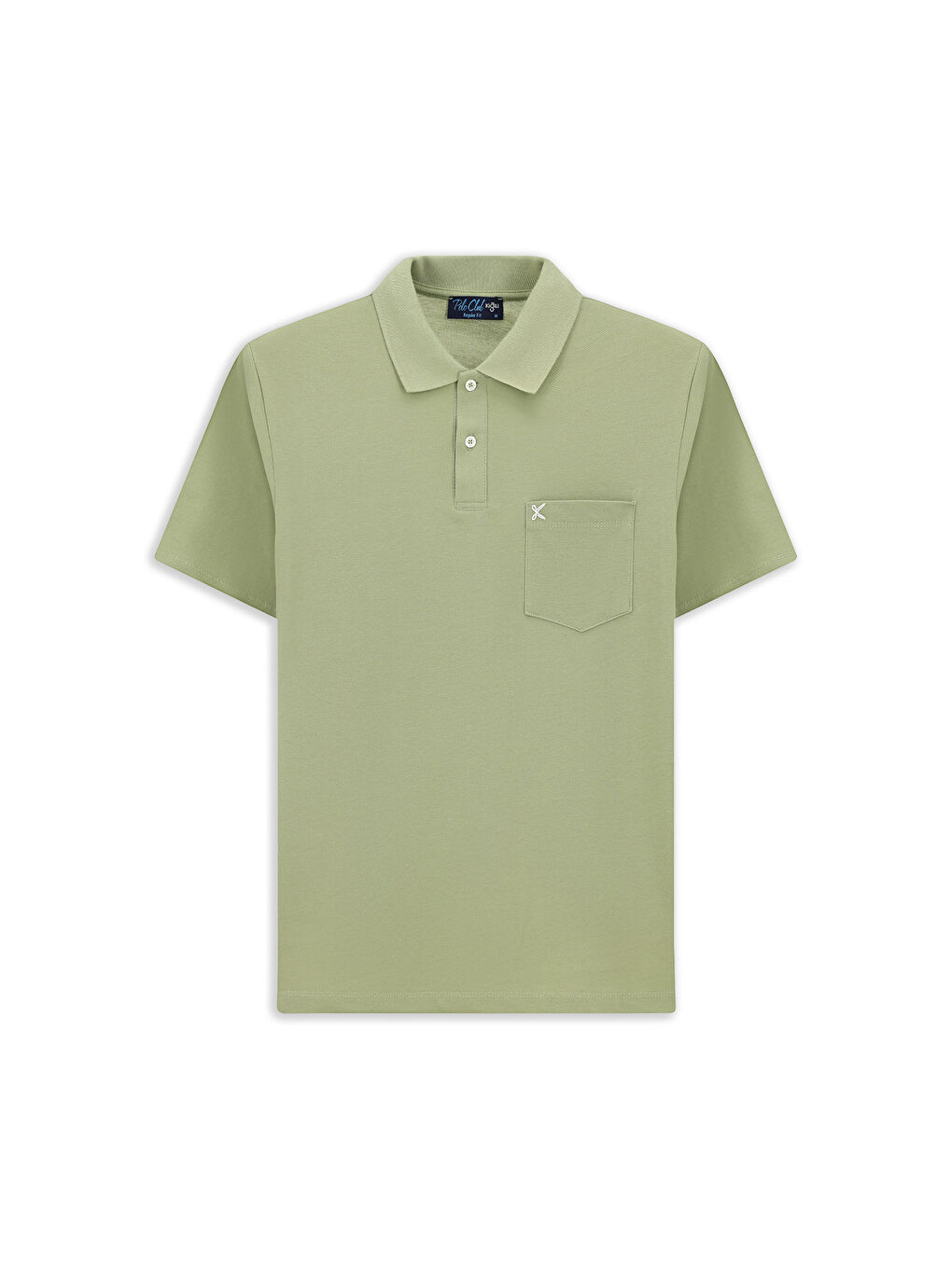 Yeşil Polo Yaka Regular Fit Nakışlı Pamuk %100 Pamuk Tişört-5