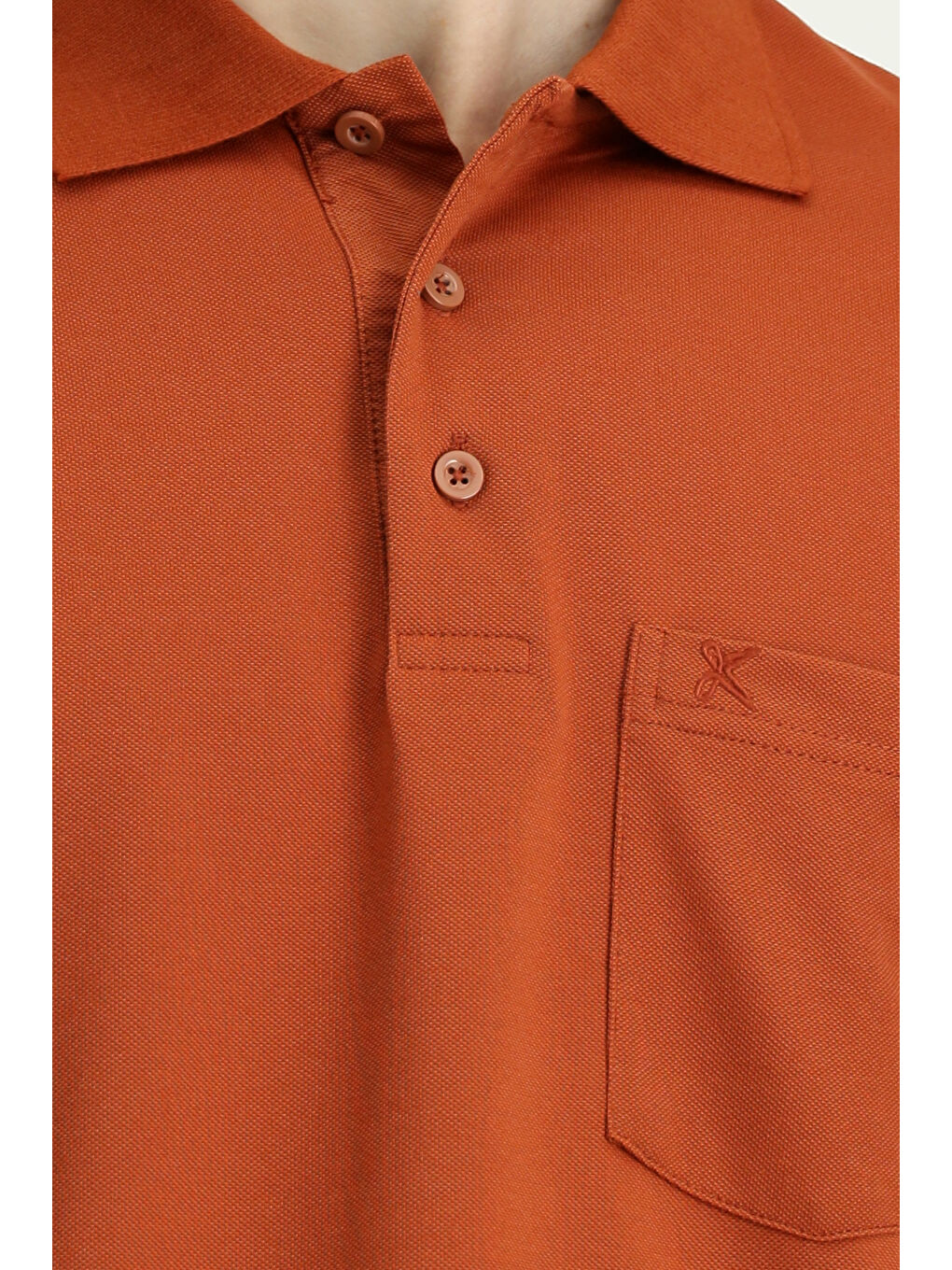 Kahverengi Regular Fit Pamuklu Nakışlı Cepli Polo Yaka Tişört-5