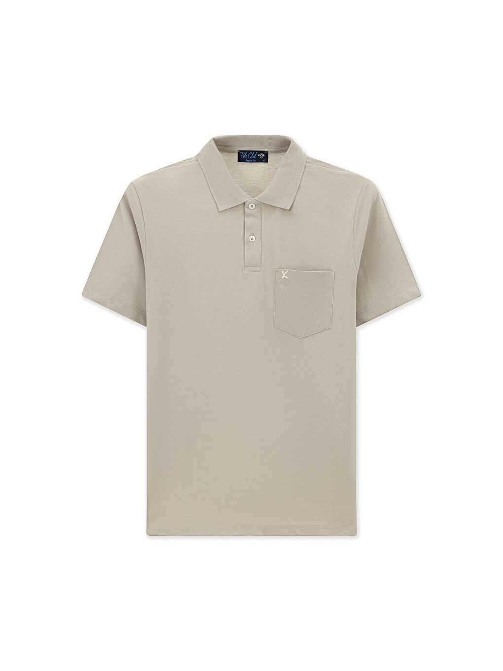 Gri Polo Yaka Regular Fit Nakışlı Pamuk %100 Pamuk Tişört-5