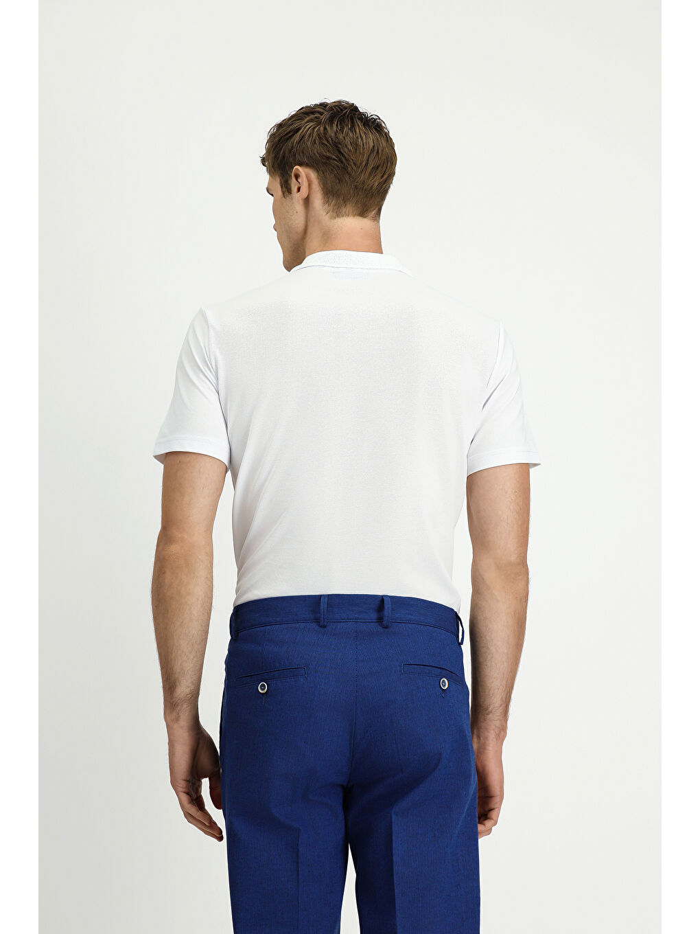 Beyaz Regular Fit Pamuklu Nakışlı Cepli Polo Yaka Tişört-4