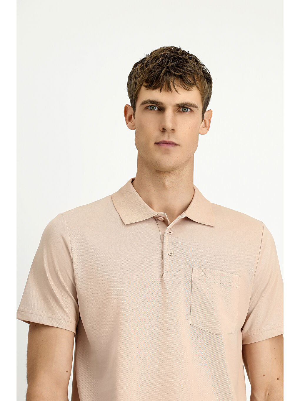 Bej Regular Fit Pamuklu Nakışlı Polo Yaka Tişört-2