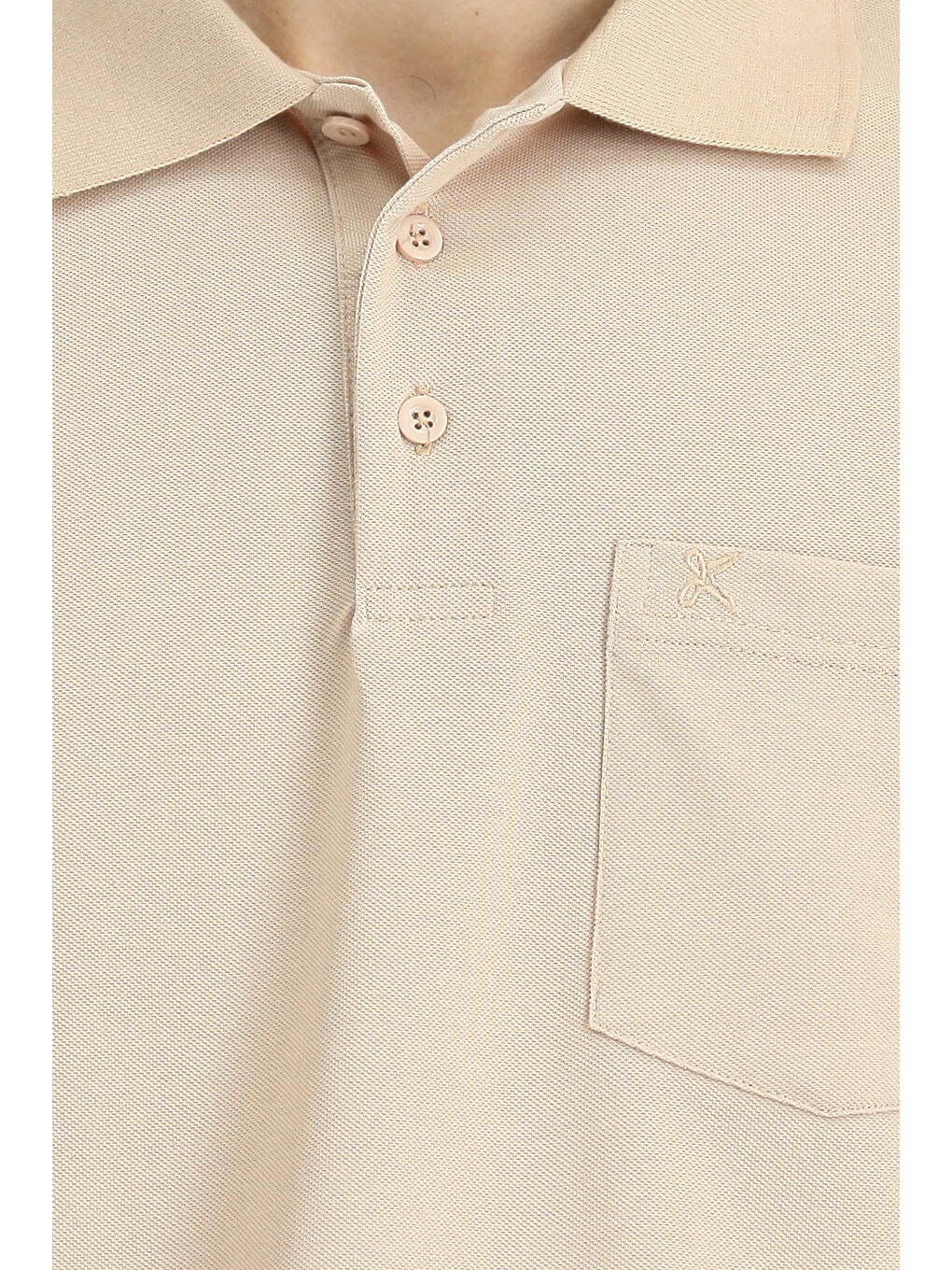 Bej Regular Fit Pamuklu Nakışlı Polo Yaka Tişört-5