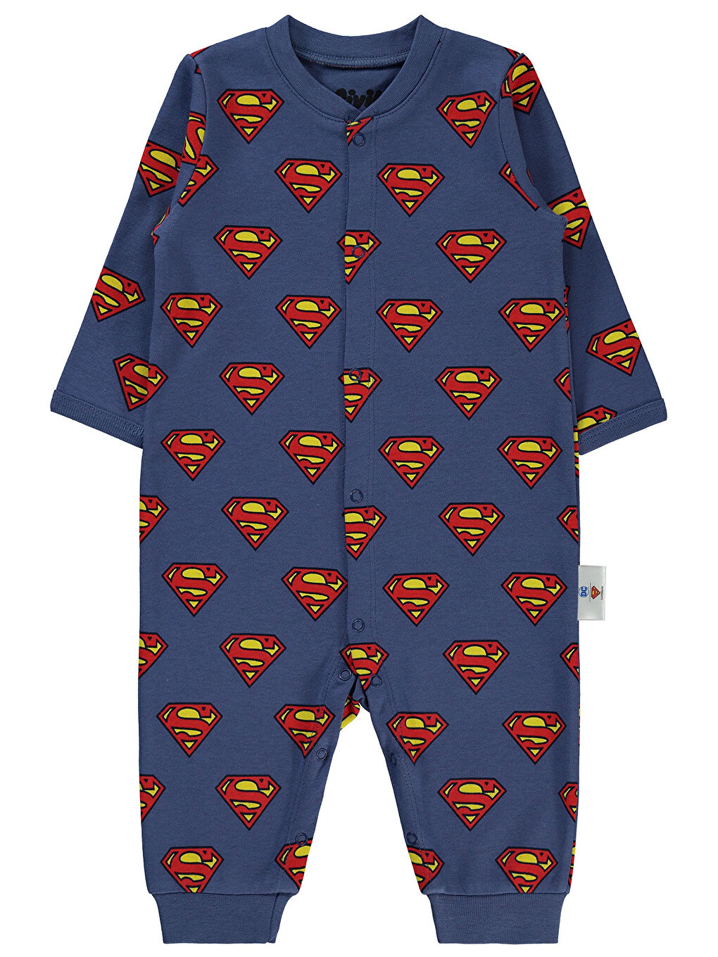 Superman Erkek Bebek Patiksiz Tulum 6-18 Ay İndigo