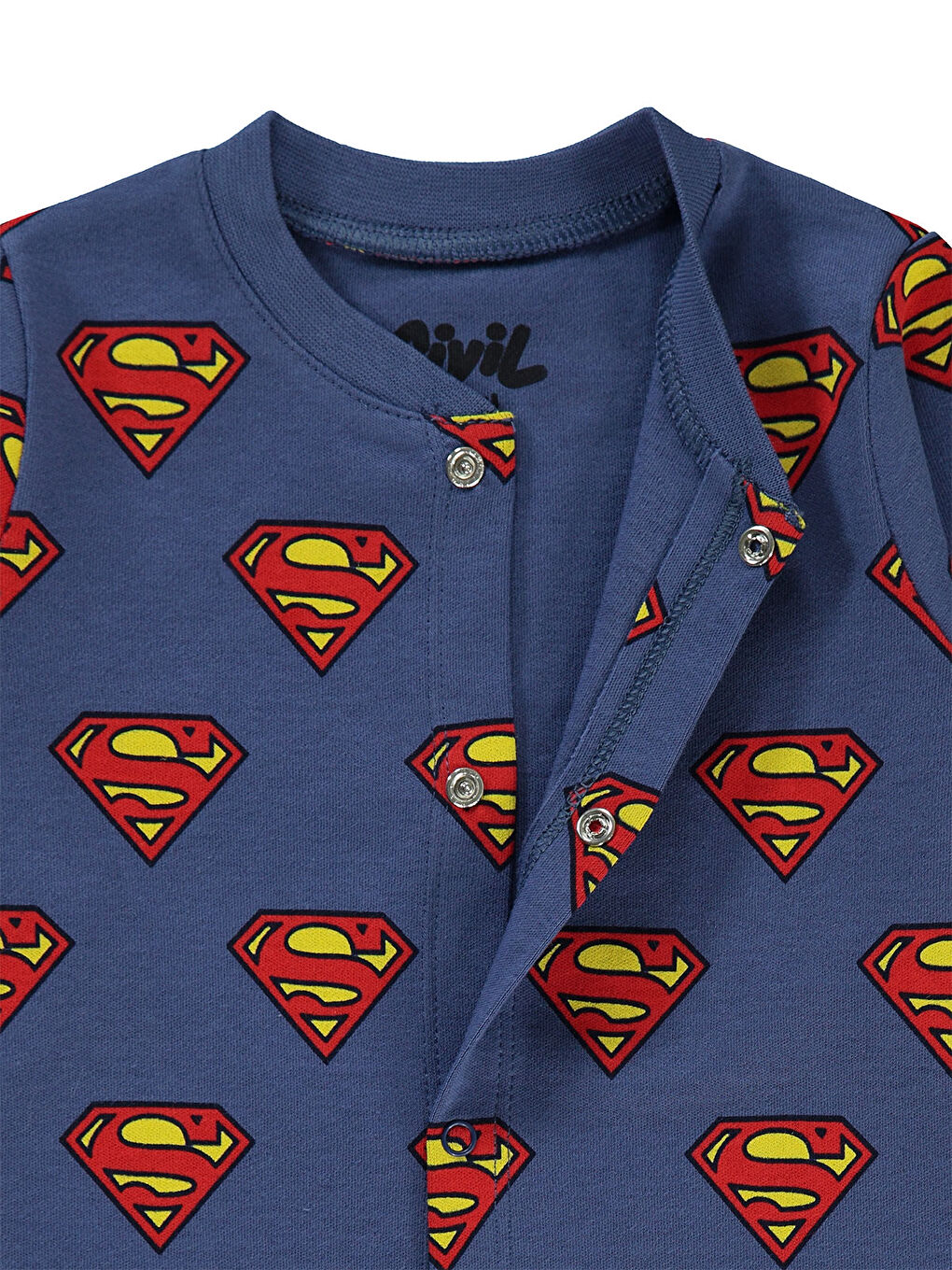 Superman Erkek Bebek Patiksiz Tulum 6-18 Ay İndigo-1