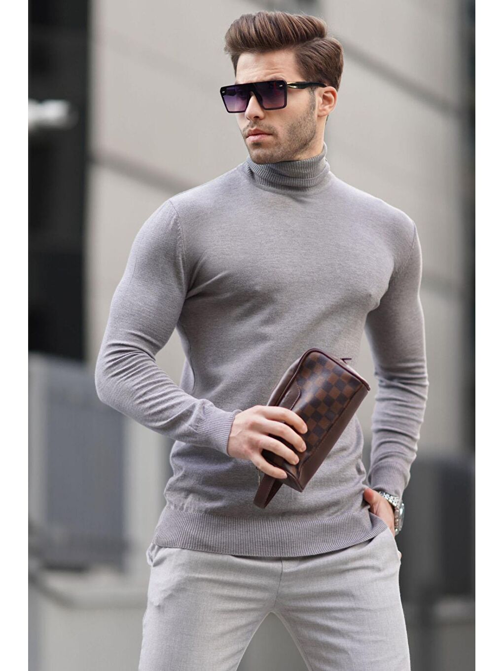 Antrasit Balıkçı Yaka Erkek Triko Kazak 6809