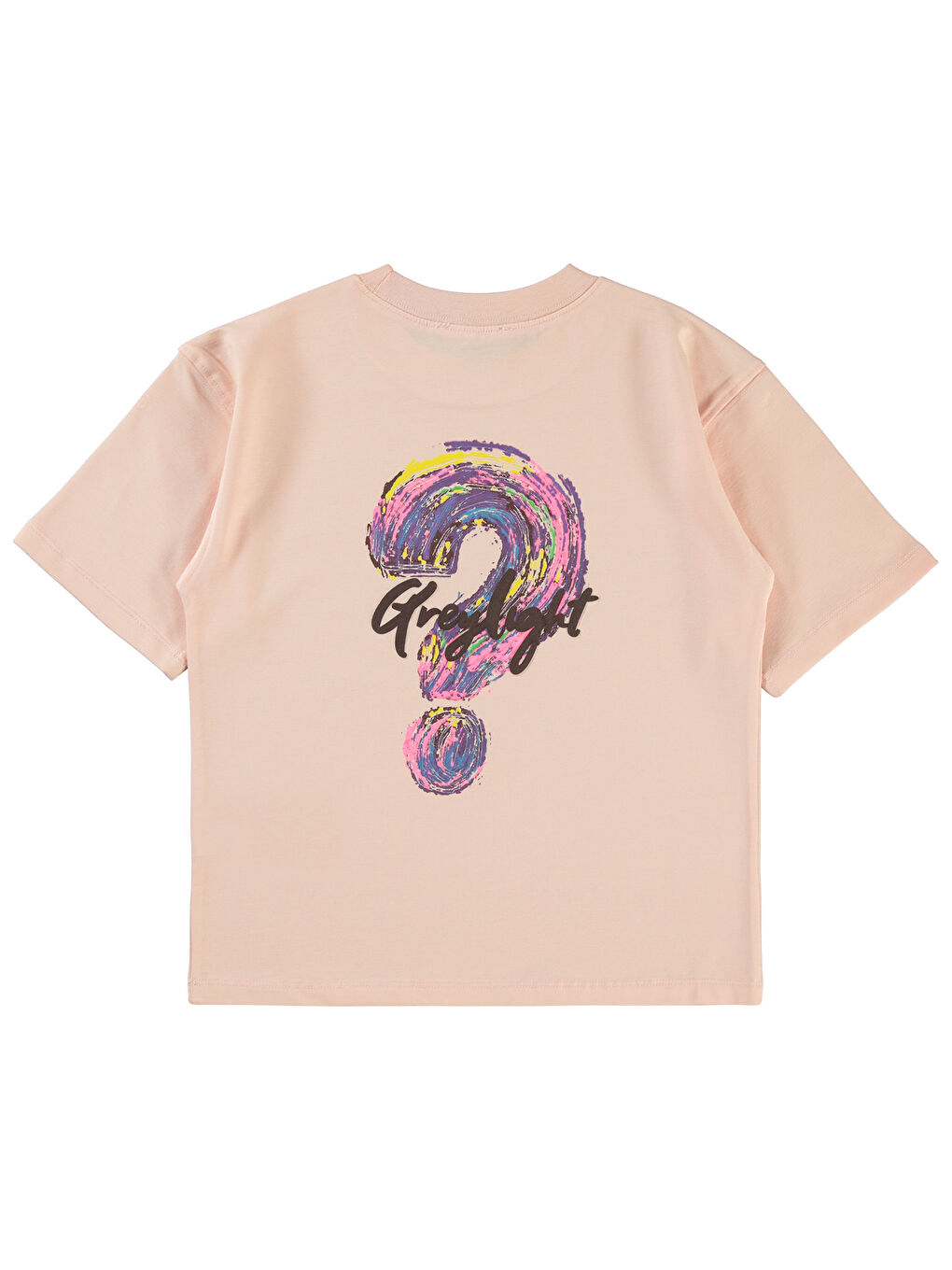 Pembe Kız Çocuk Oversize Tişört 10-13 Yaş Pudra-1