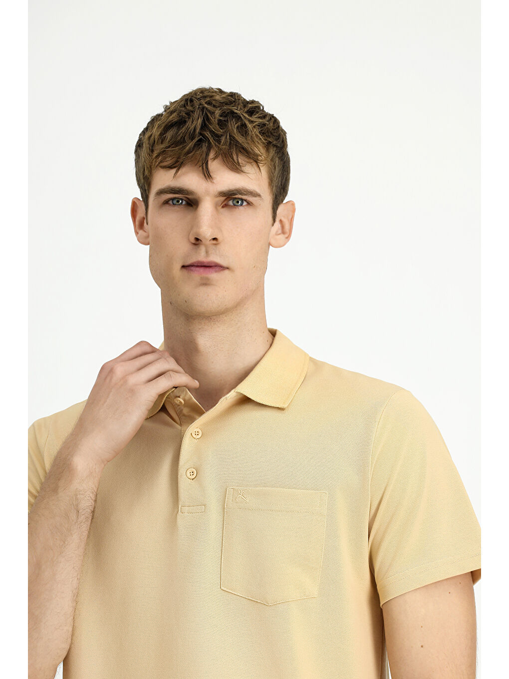 Bej Regular Fit Pamuklu Nakışlı Cepli Polo Yaka Tişört-2