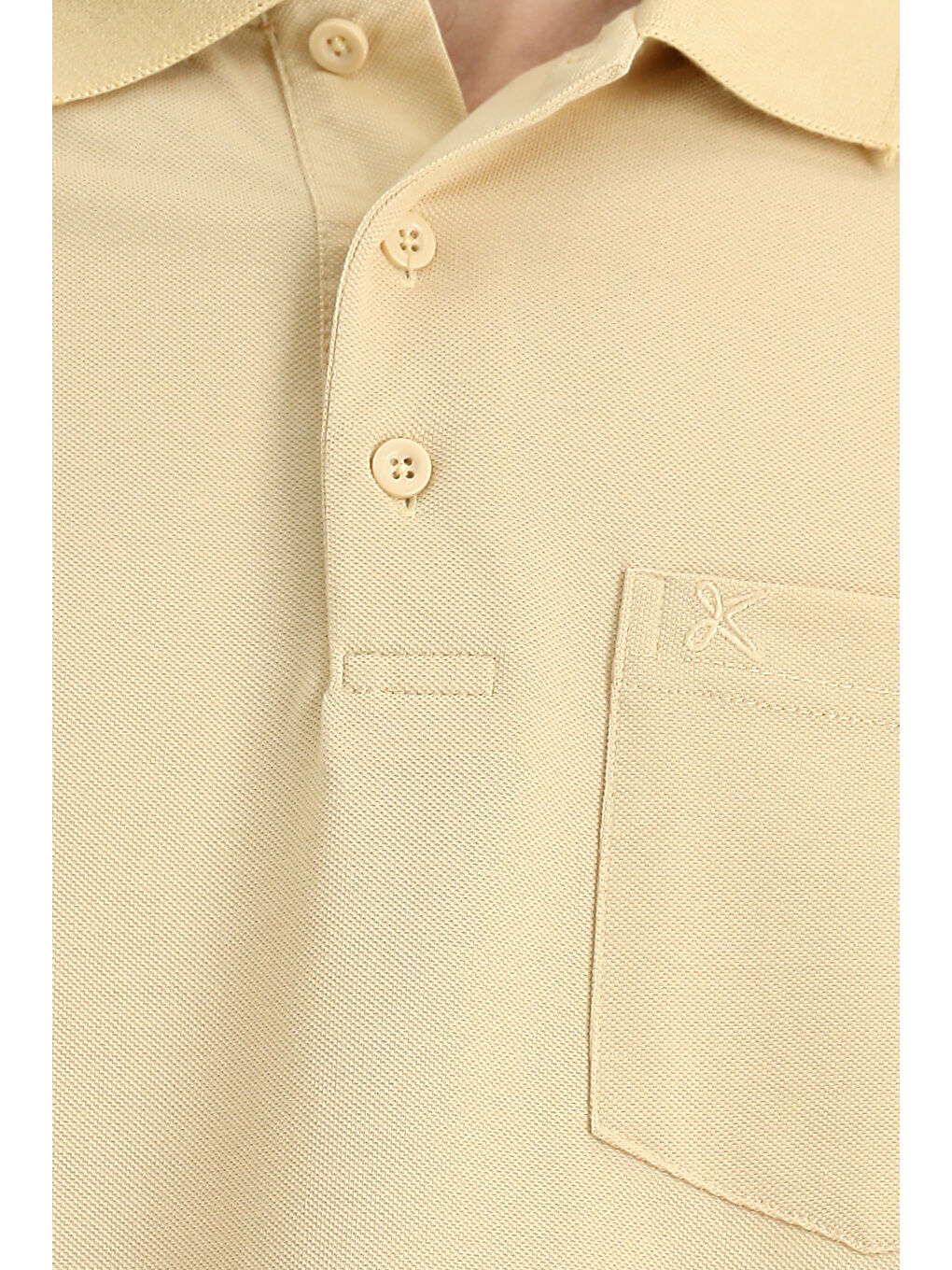 Bej Regular Fit Pamuklu Nakışlı Cepli Polo Yaka Tişört-5