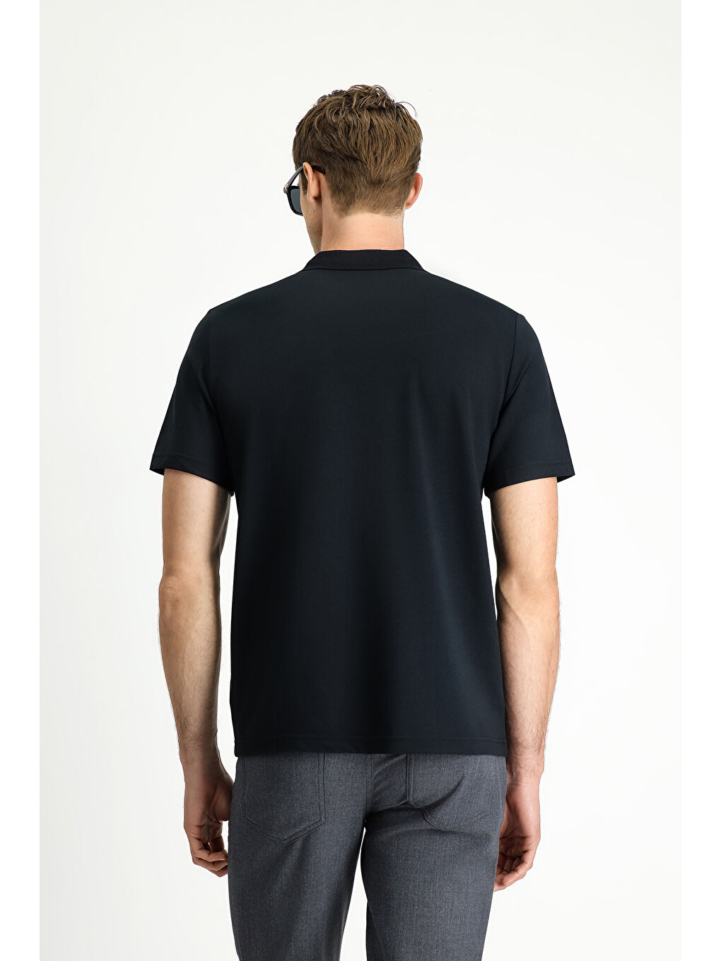 Siyah Regular Fit Pamuklu Nakışlı Cepli Polo Yaka Tişört-3