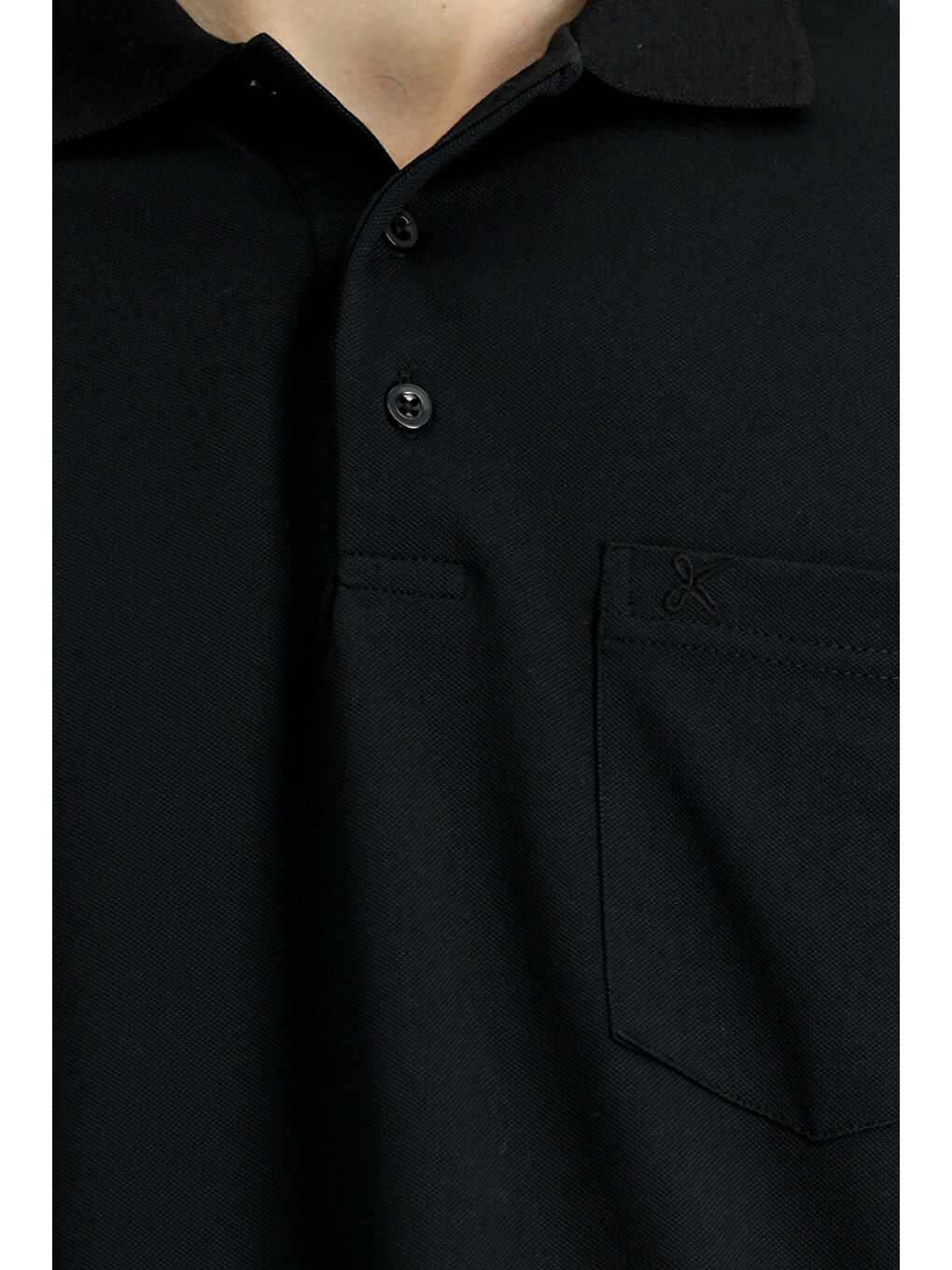 Siyah Regular Fit Pamuklu Nakışlı Cepli Polo Yaka Tişört-4