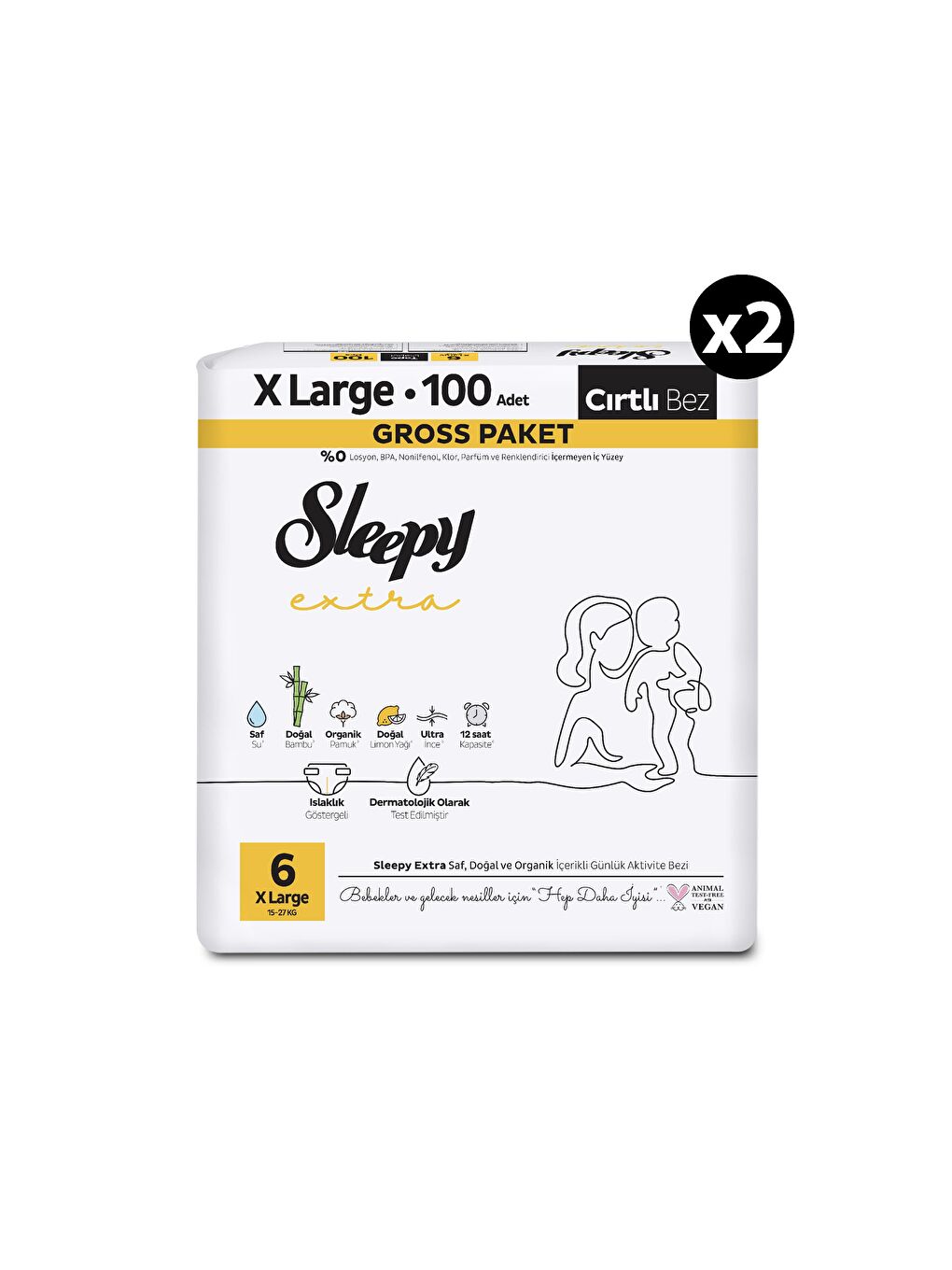 Extra Günlük Aktivite Gross Paket Bebek Bezi 6 Numara Xlarge 200 Adet-1