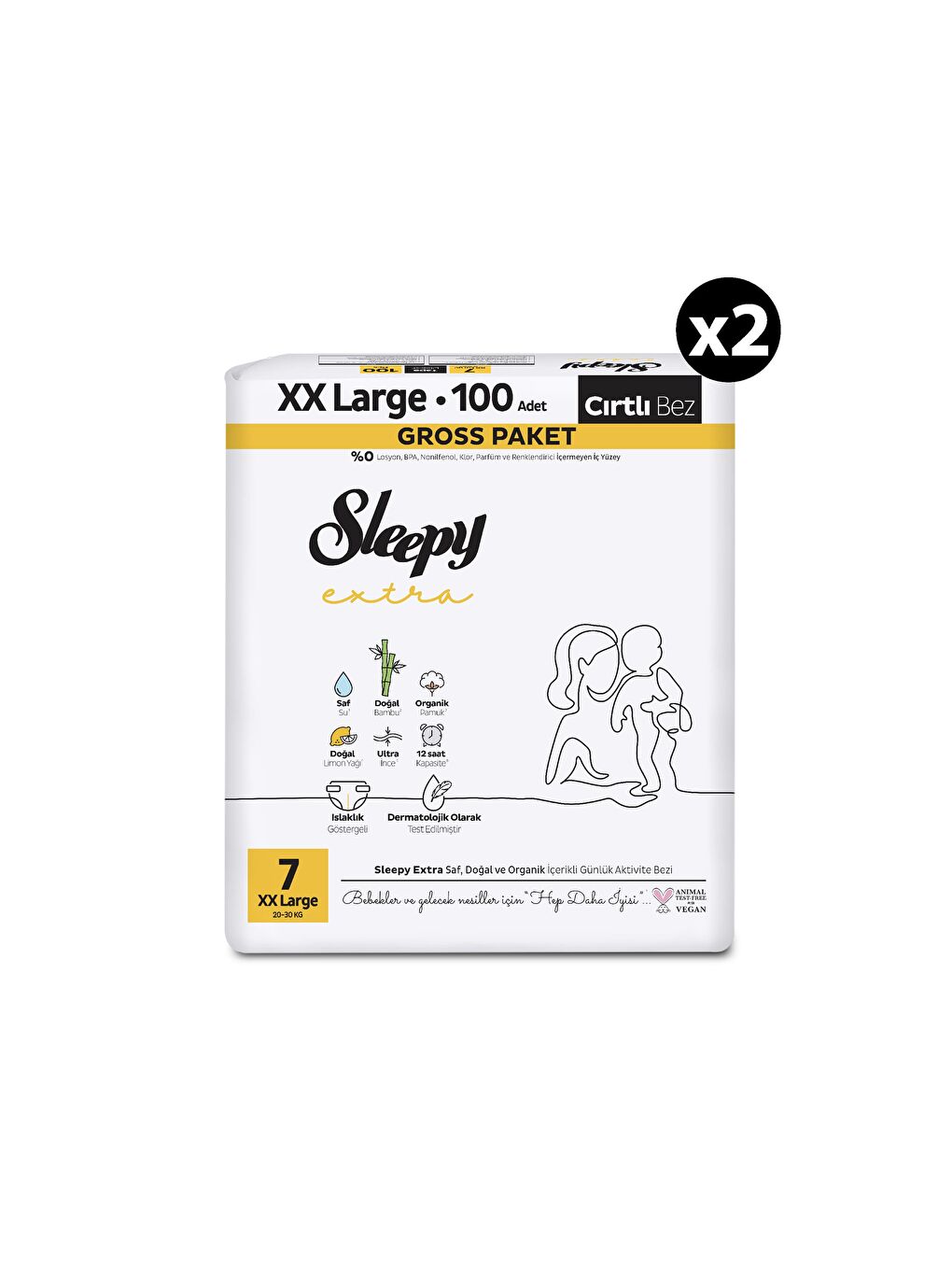 Extra Günlük Aktivite Gross Paket Bebek Bezi 7 Numara Xxlarge 200 Adet-1