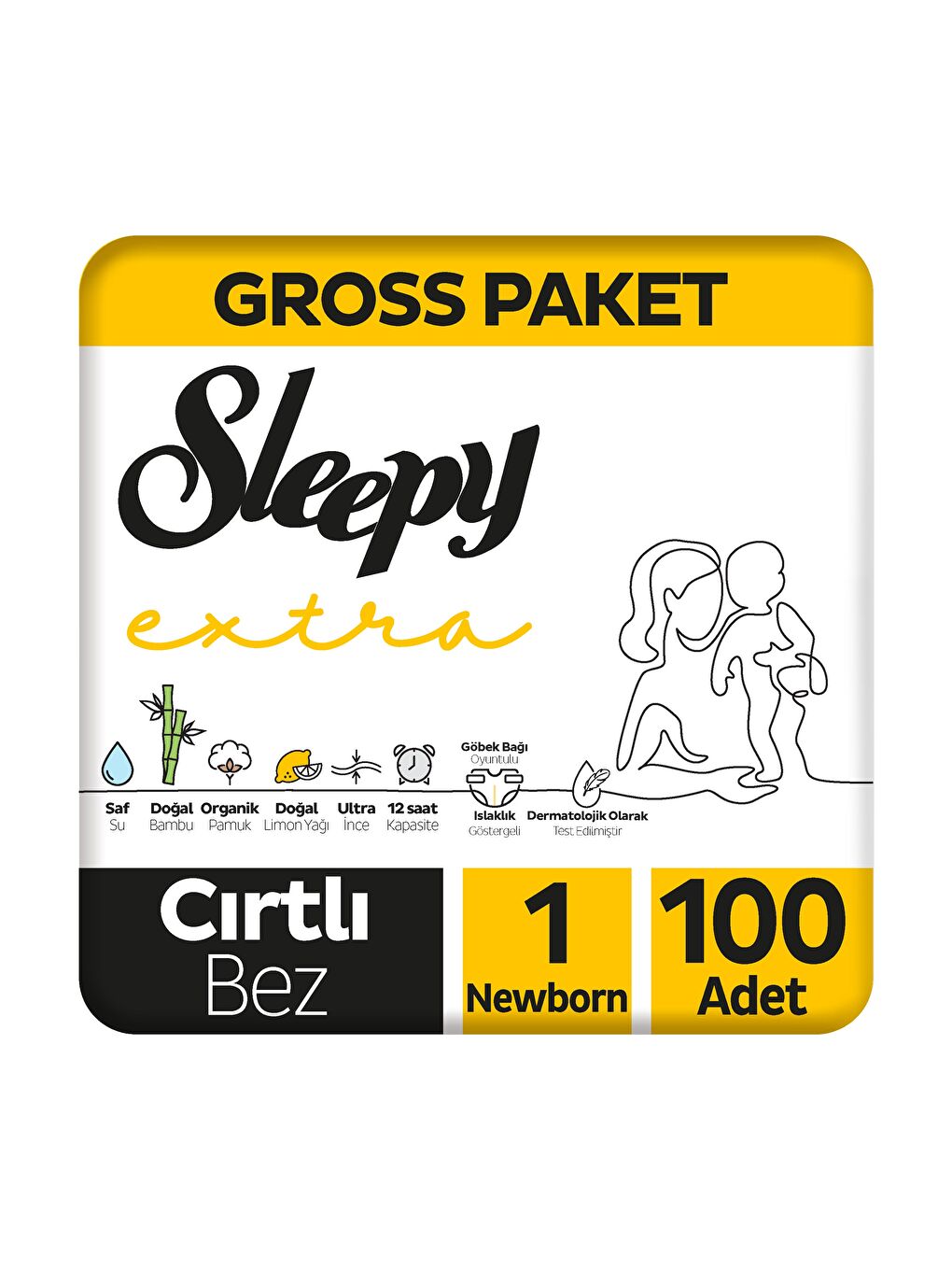 Extra Günlük Aktivite Gross Paket Bebek Bezi 1 Numara Newborn 100 Adet
