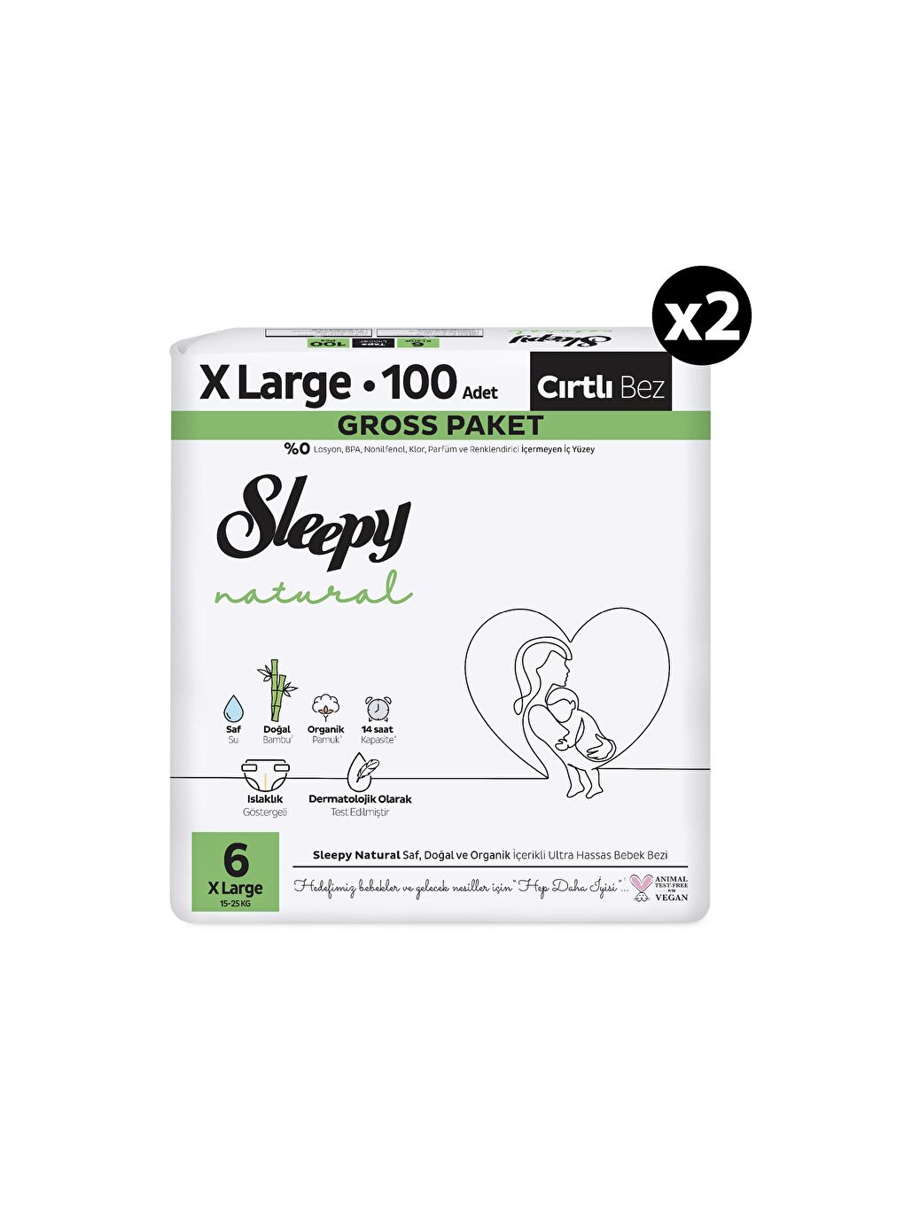 Natural Gross Paket Bebek Bezi 6 Numara Xlarge 200 Adet-1