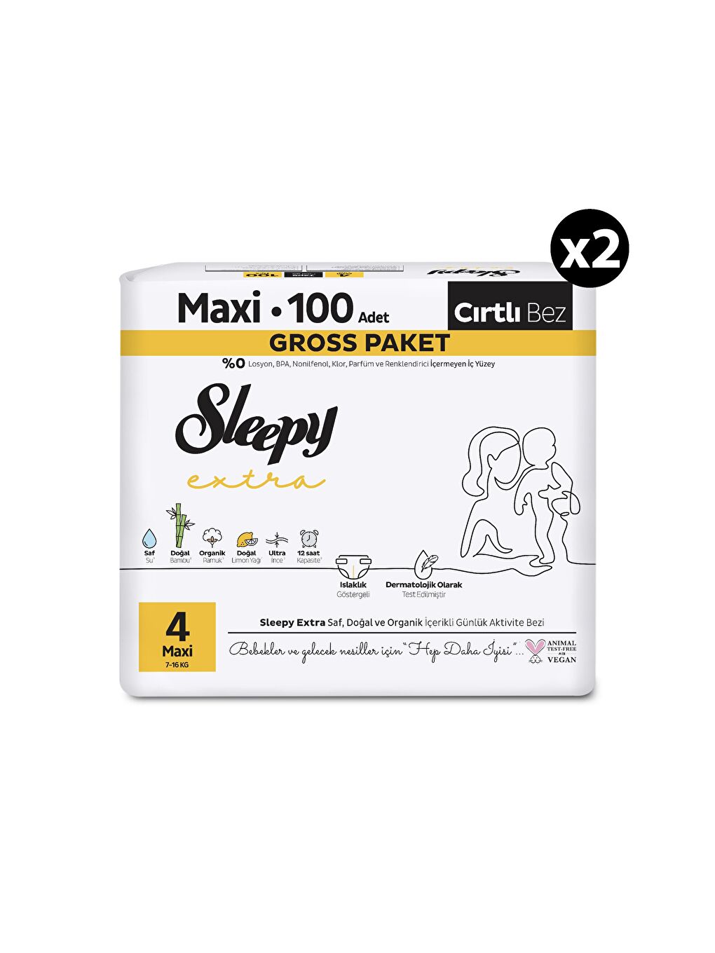 Extra Günlük Aktivite Gross Paket Bebek Bezi 4 Numara Maxi 200 Adet-1