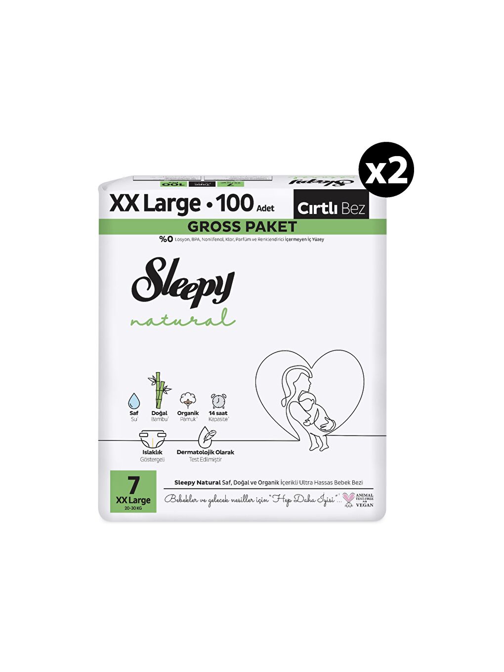 Natural Gross Paket Bebek Bezi 7 Numara Xxlarge 200 Adet-1