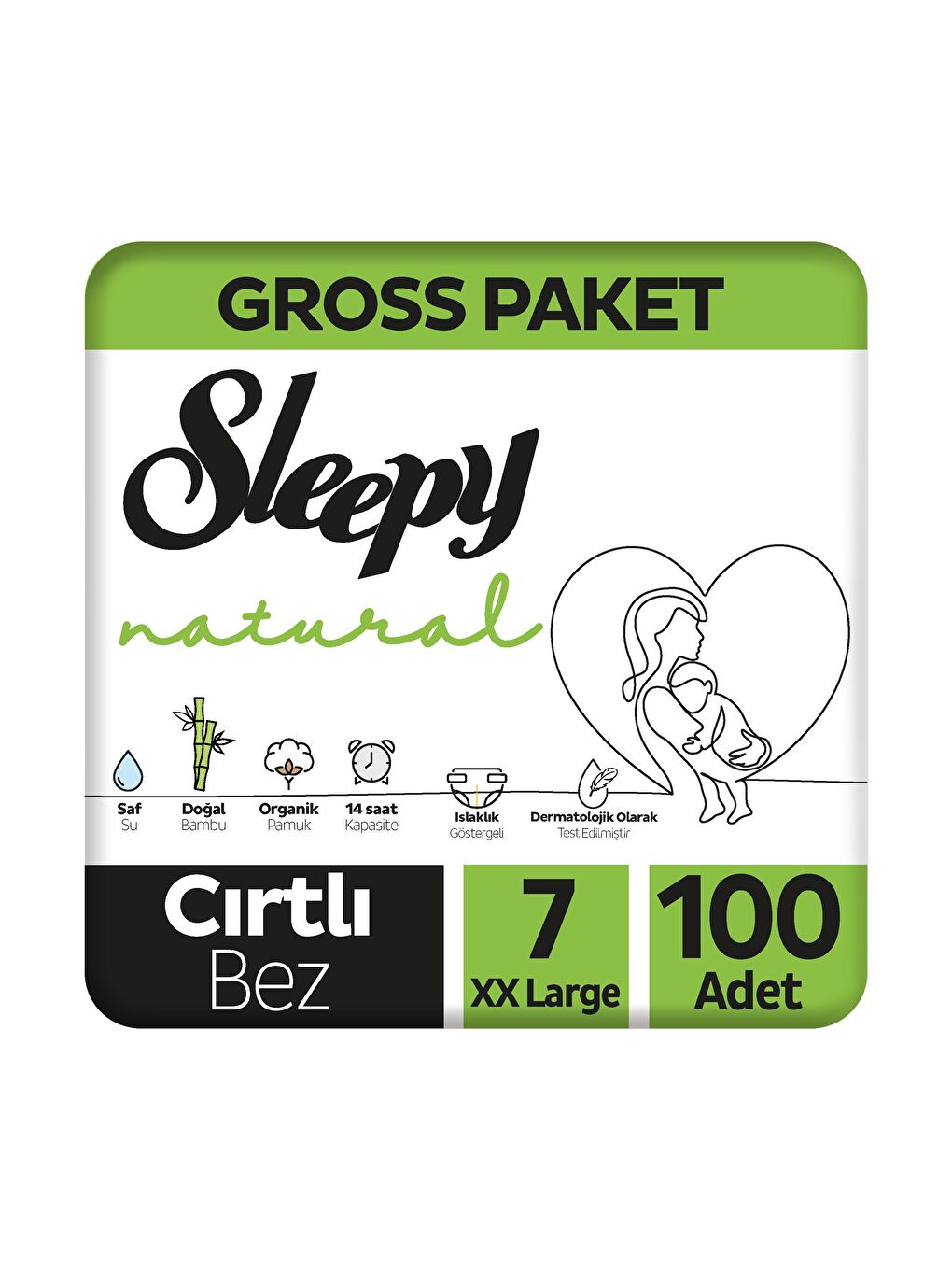 Natural Gross Paket Bebek Bezi 7 Numara Xxlarge 100 Adet