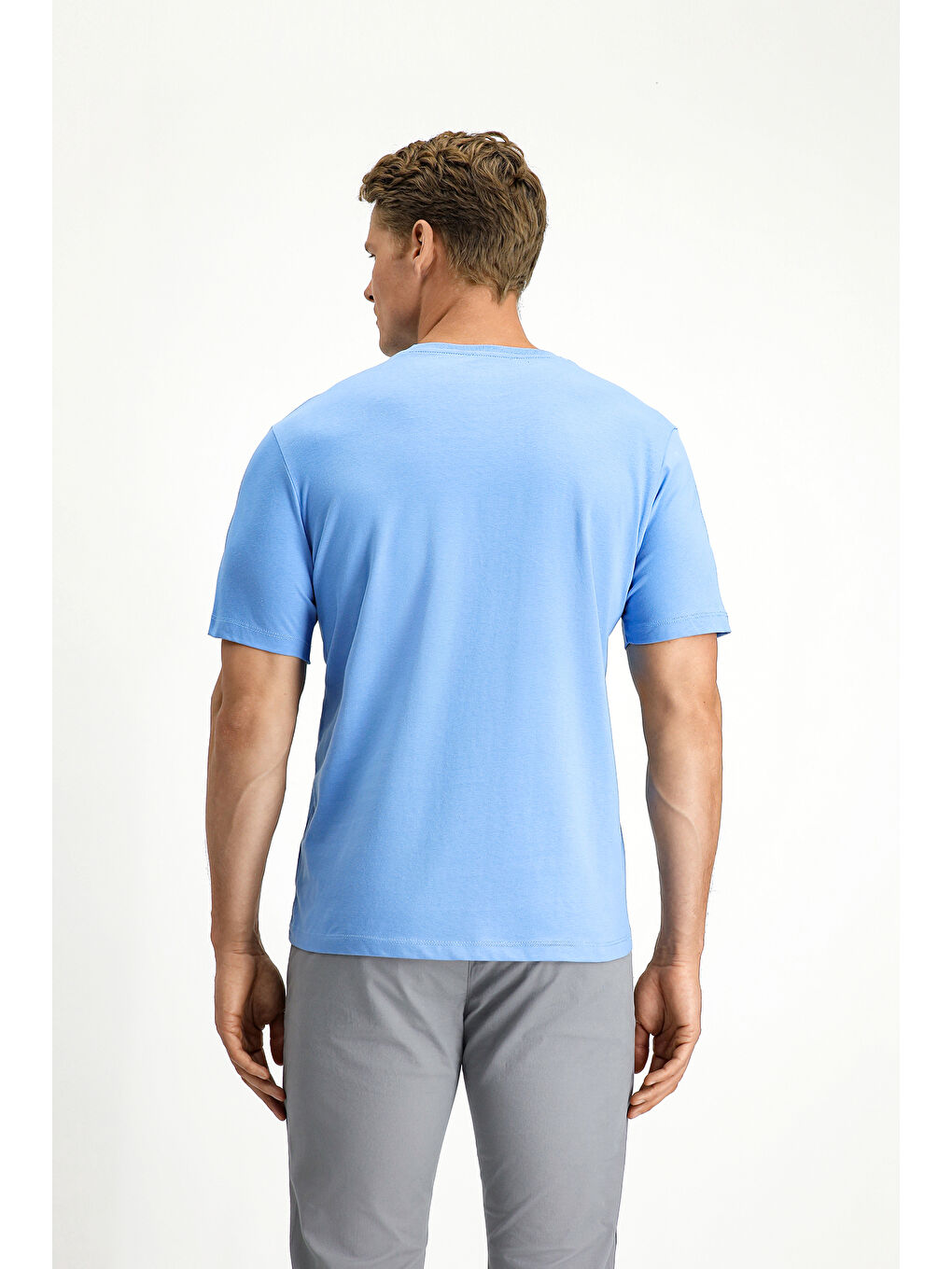 Mavi Bisiklet Yaka Slim Fit Dar Kesim Süprem Pamuk %100 Pamuk Tişört-3