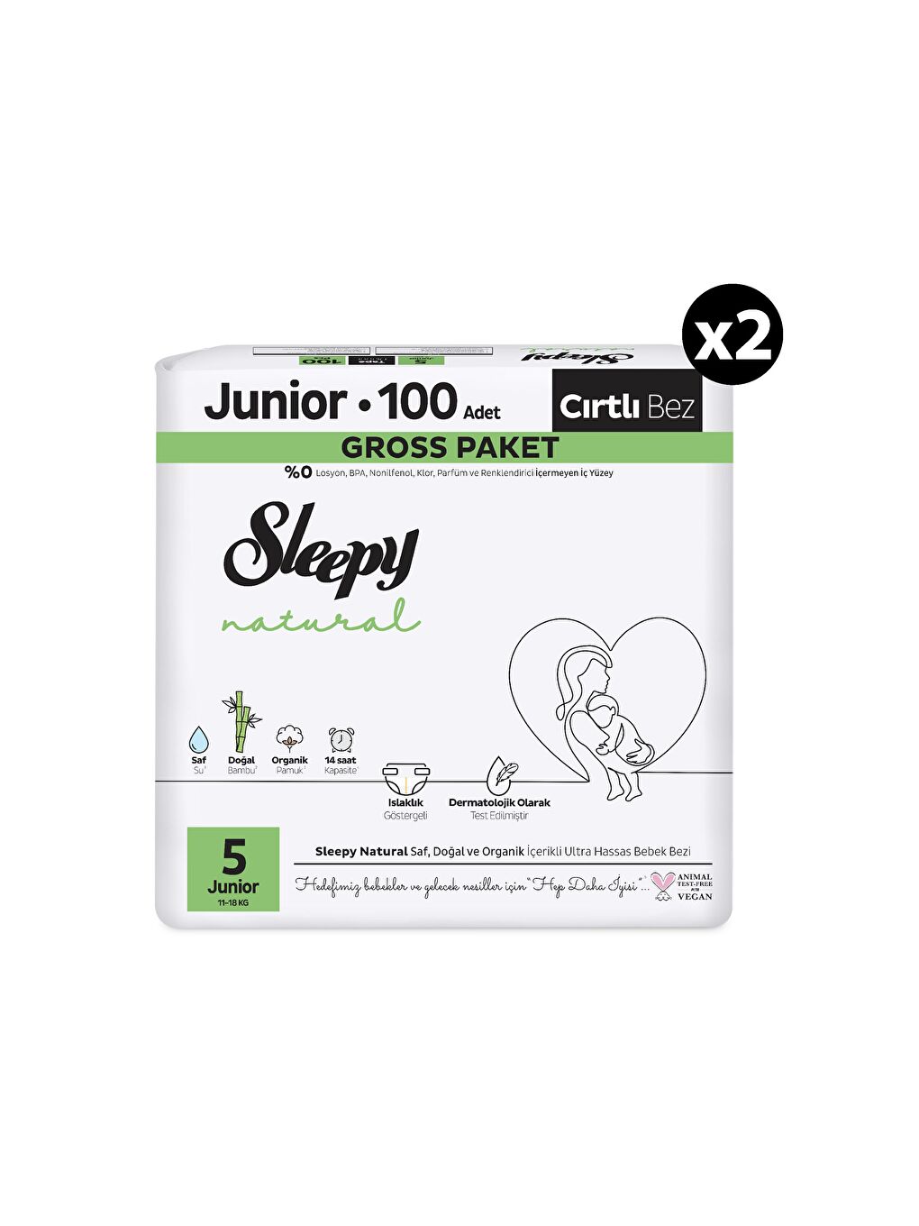 Natural Gross Paket Bebek Bezi 5 Numara Junior 200 Adet-1