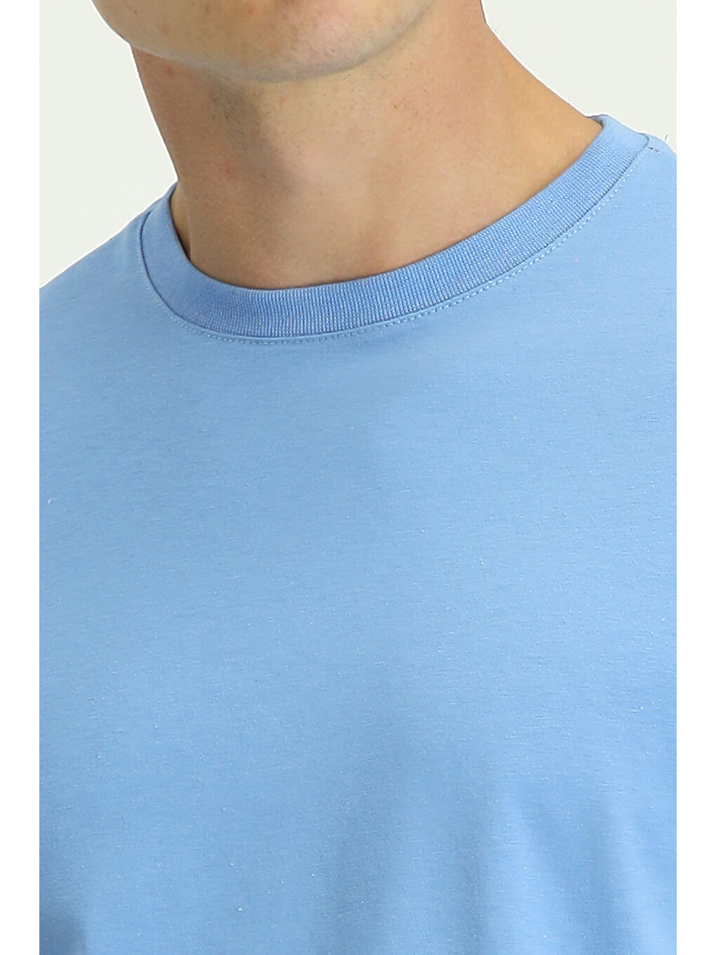 Mavi Bisiklet Yaka Slim Fit Dar Kesim Süprem Pamuk %100 Pamuk Tişört-4