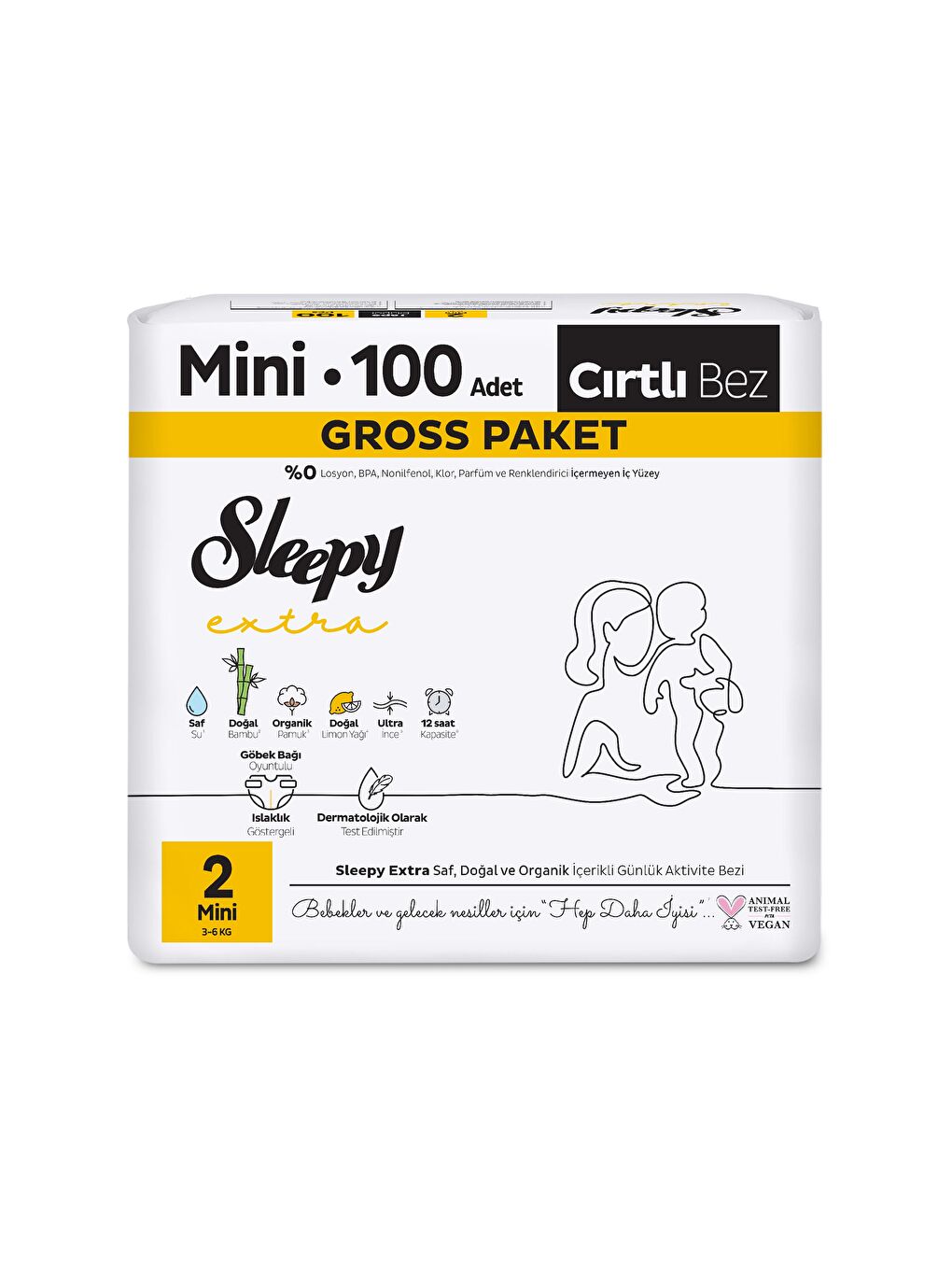 Extra Günlük Aktivite Gross Paket Bebek Bezi 2 Numara Mini 100 Adet-1