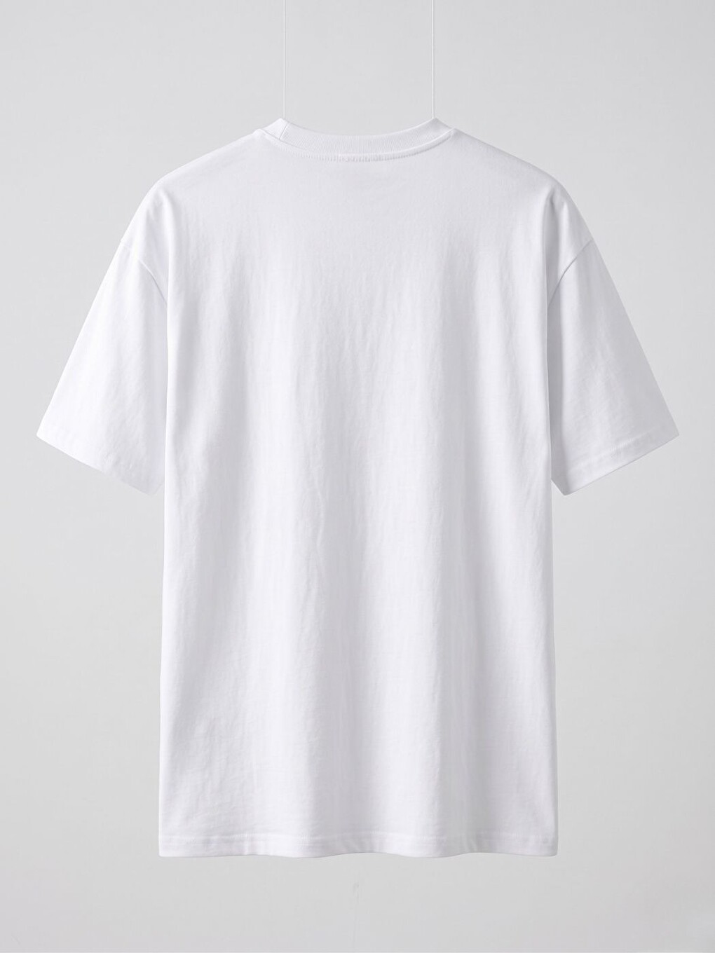 Erkek Beyaz Nope. Baskı Detay %100 Organik Pamuk Örme Oversize Tişört-1