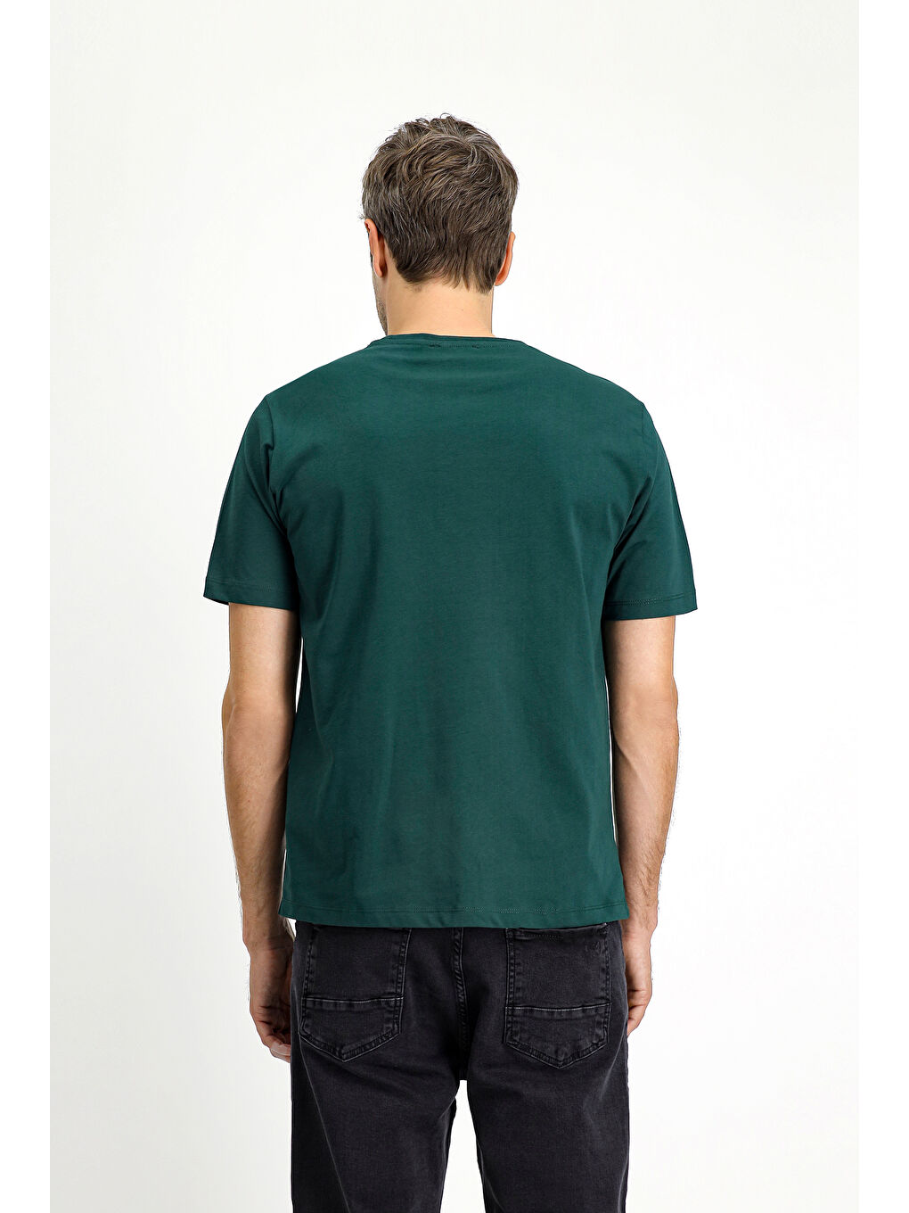 Yeşil Bisiklet Yaka Regular Fit Süprem Pamuk %100 Pamuk Tişört-3