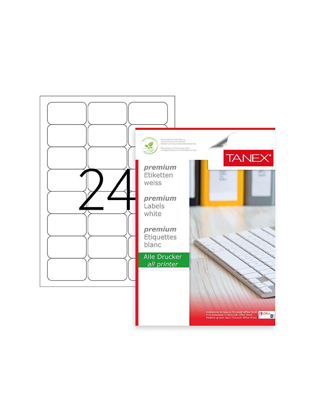 Tanex TW-2024 64x34 mm Laser Etiket 100 Adet