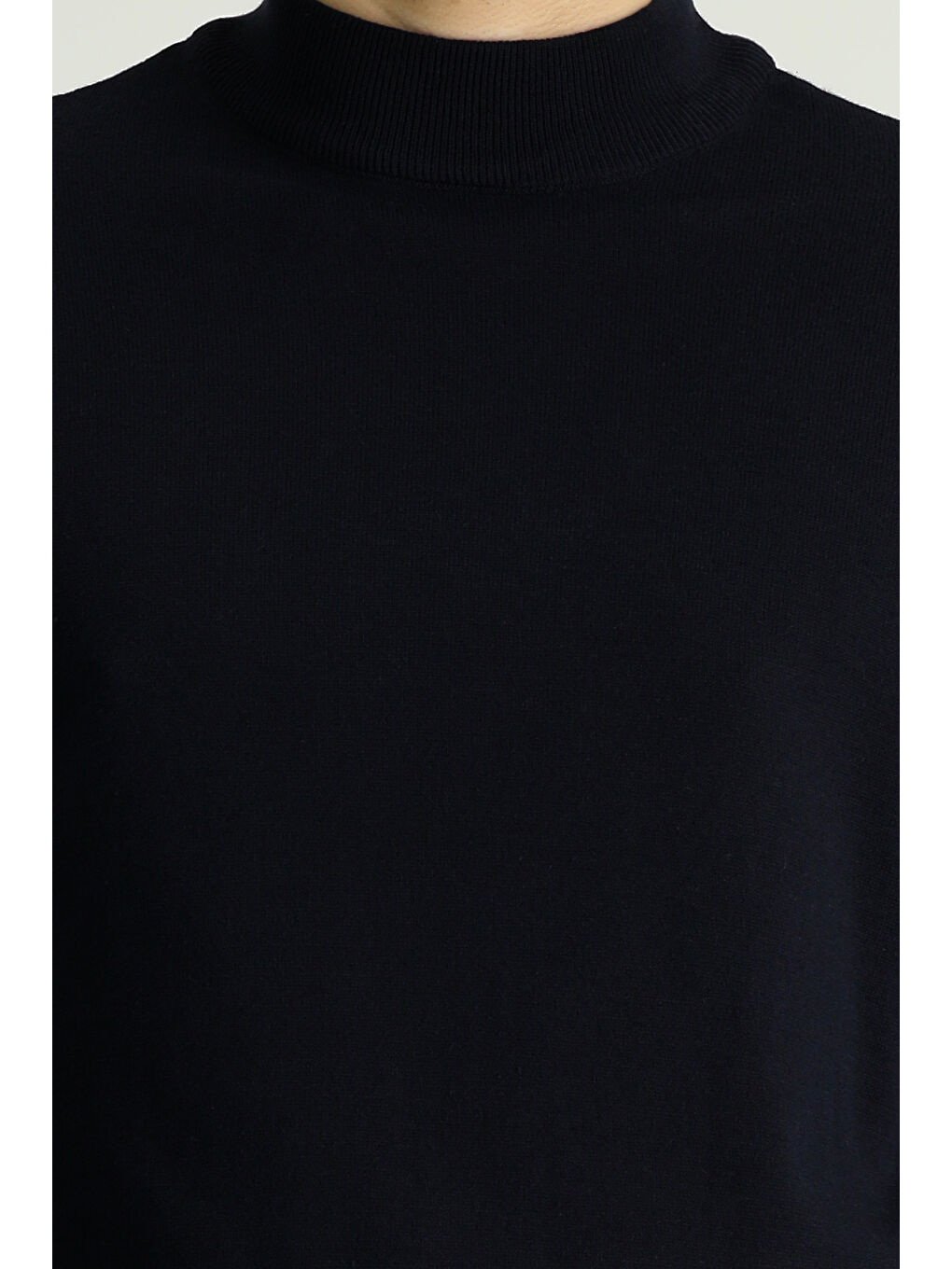 Lacivert Bato Yaka Slim Fit Dar Kesim Pamuklu Triko Kazak-5