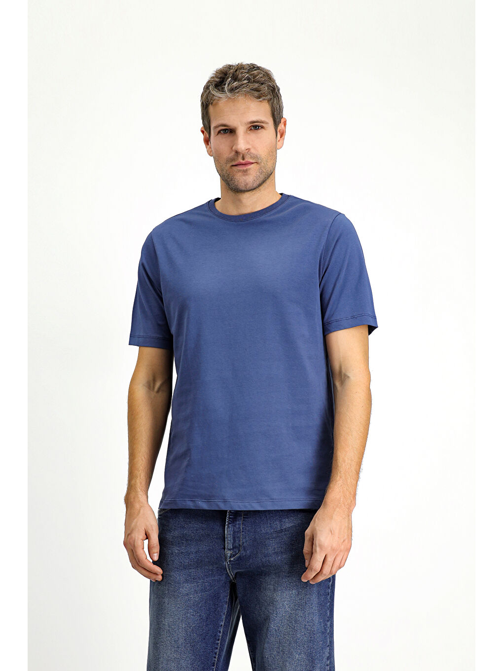 İndigo Bisiklet Yaka Regular Fit Süprem Pamuk %100 Pamuk Tişört-2