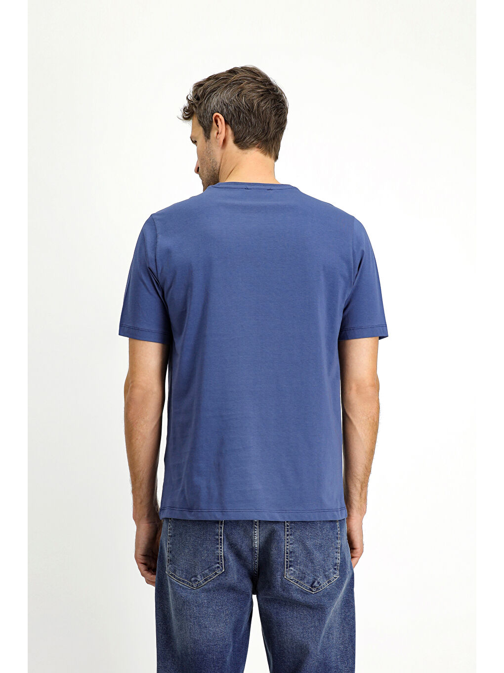 İndigo Bisiklet Yaka Regular Fit Süprem Pamuk %100 Pamuk Tişört-3