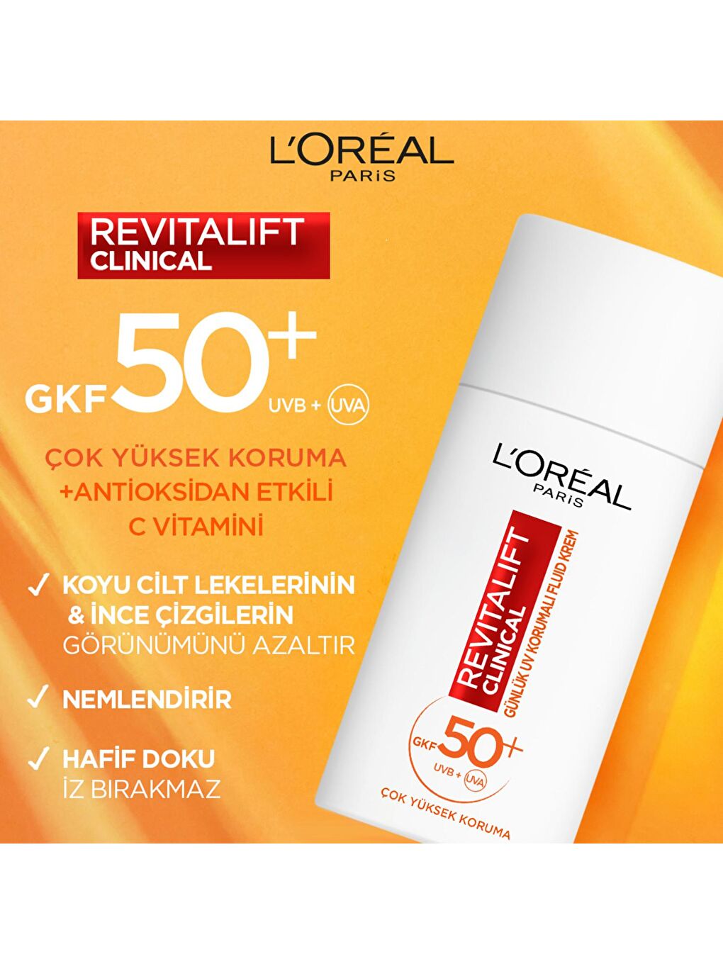 L'Oreal Paris Siyah Revitalift Clinical SPF 50+ Günlük Yüz Güneş Kremi 50 ml - 2