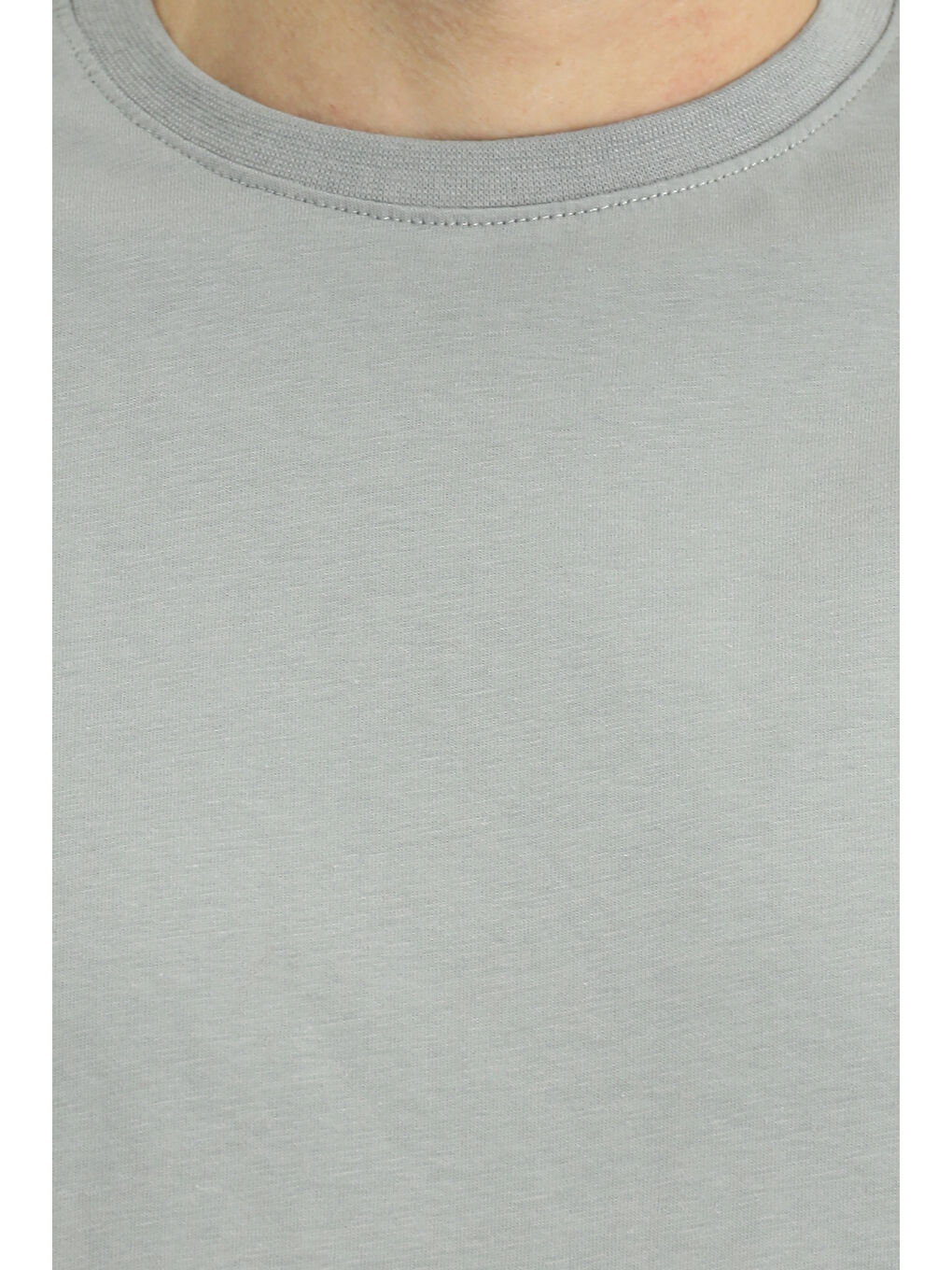 Gri Bisiklet Yaka Regular Fit Süprem Pamuk %100 Pamuk Tişört-4