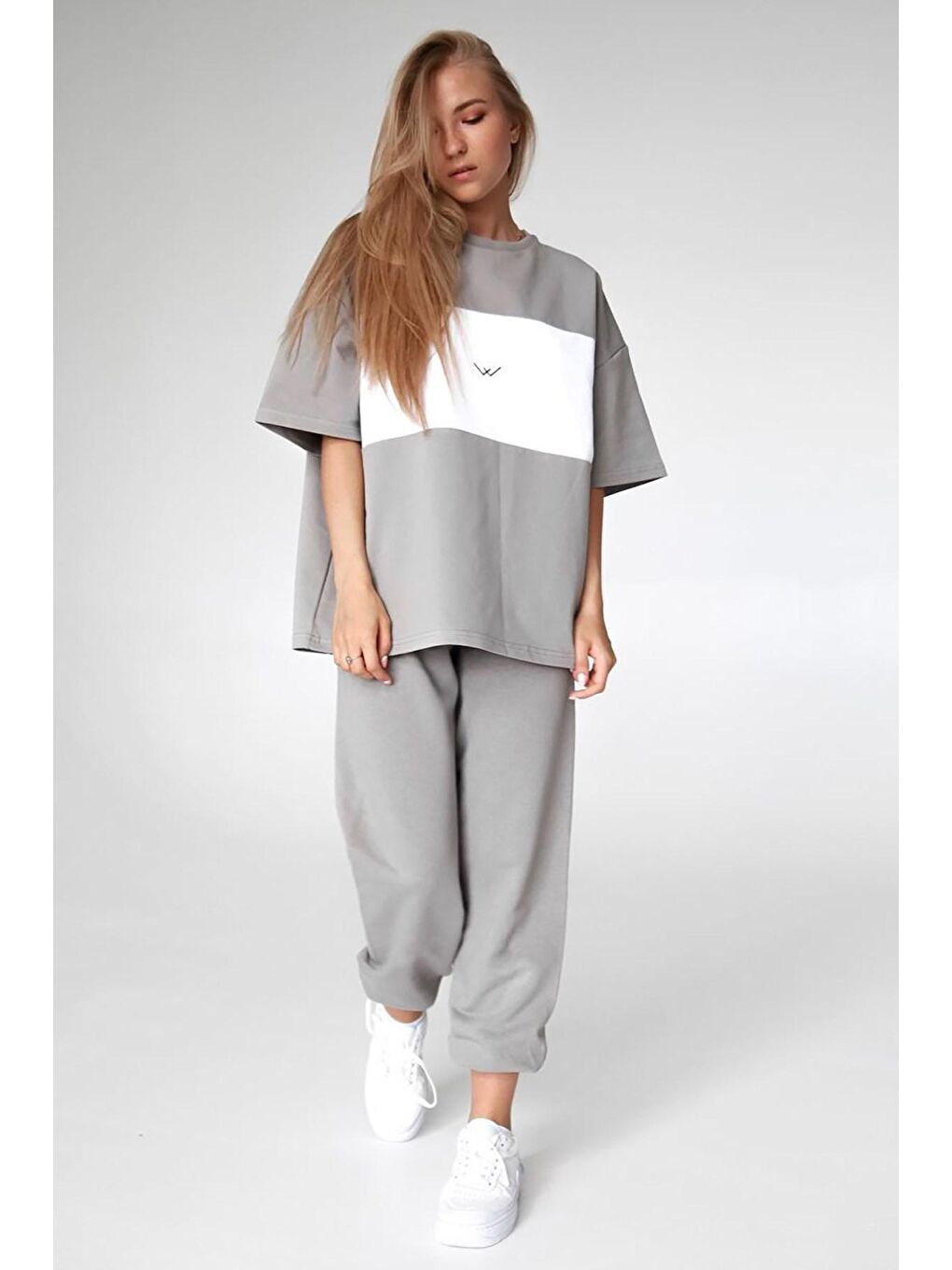 Boyalı Gri Nakışlı Tişört Mg1421-3