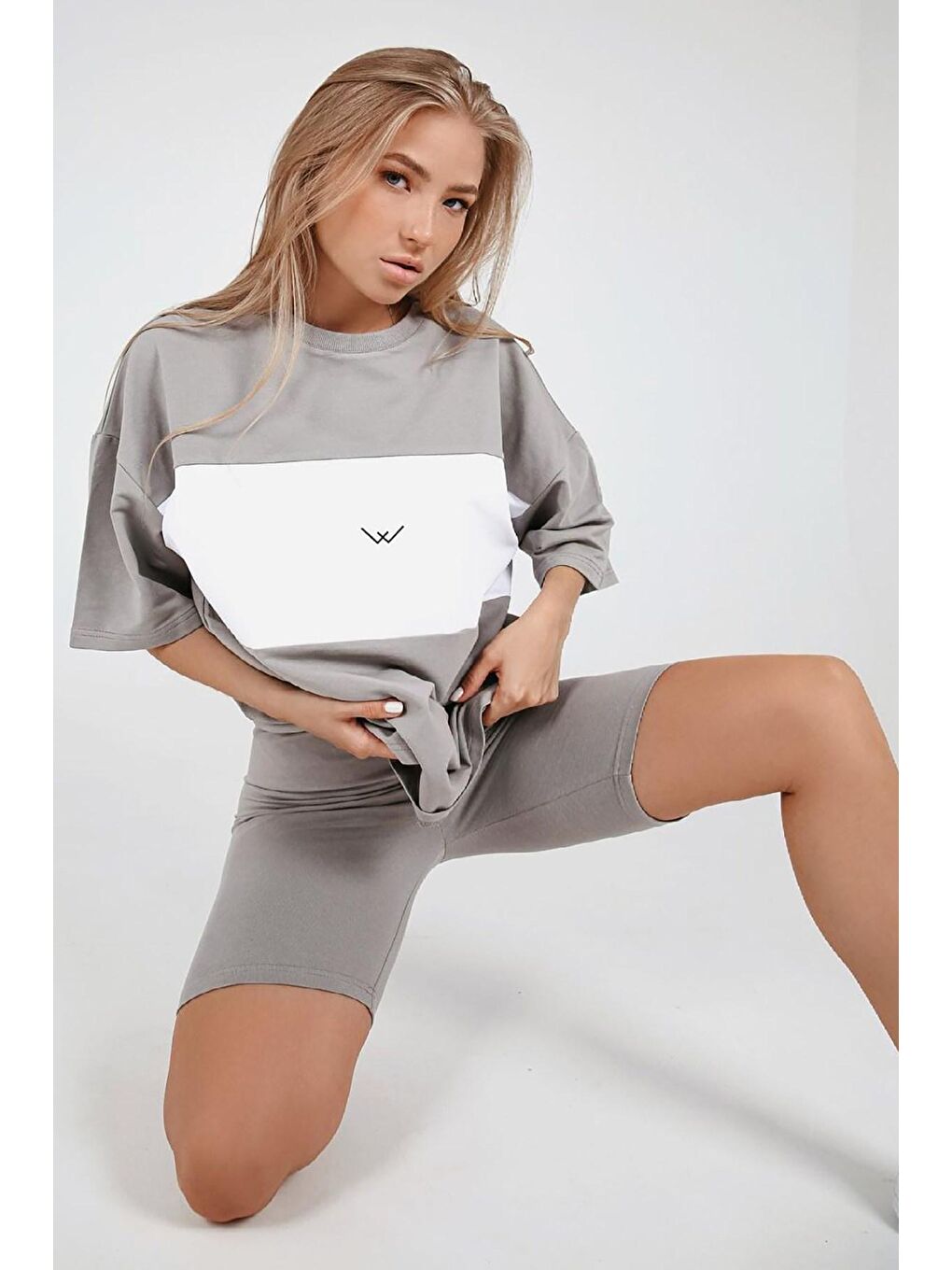 Boyalı Gri Nakışlı Tişört Mg1421-4