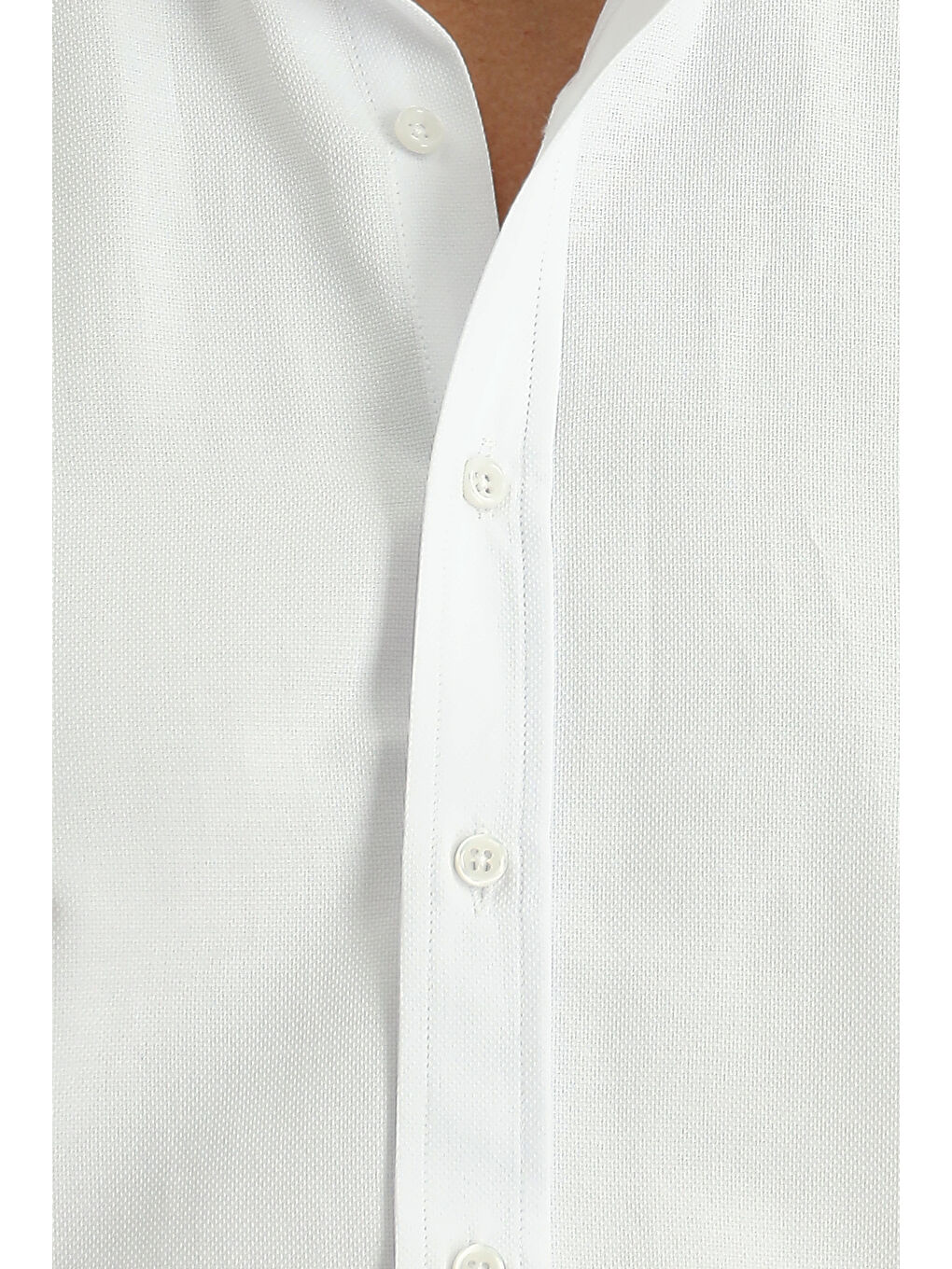Beyaz Uzun Kol Regular Fit Düğmeli Yaka Oxford Pamuklu Kolay Ütülenebilir Büyük Beden Gömlek-4