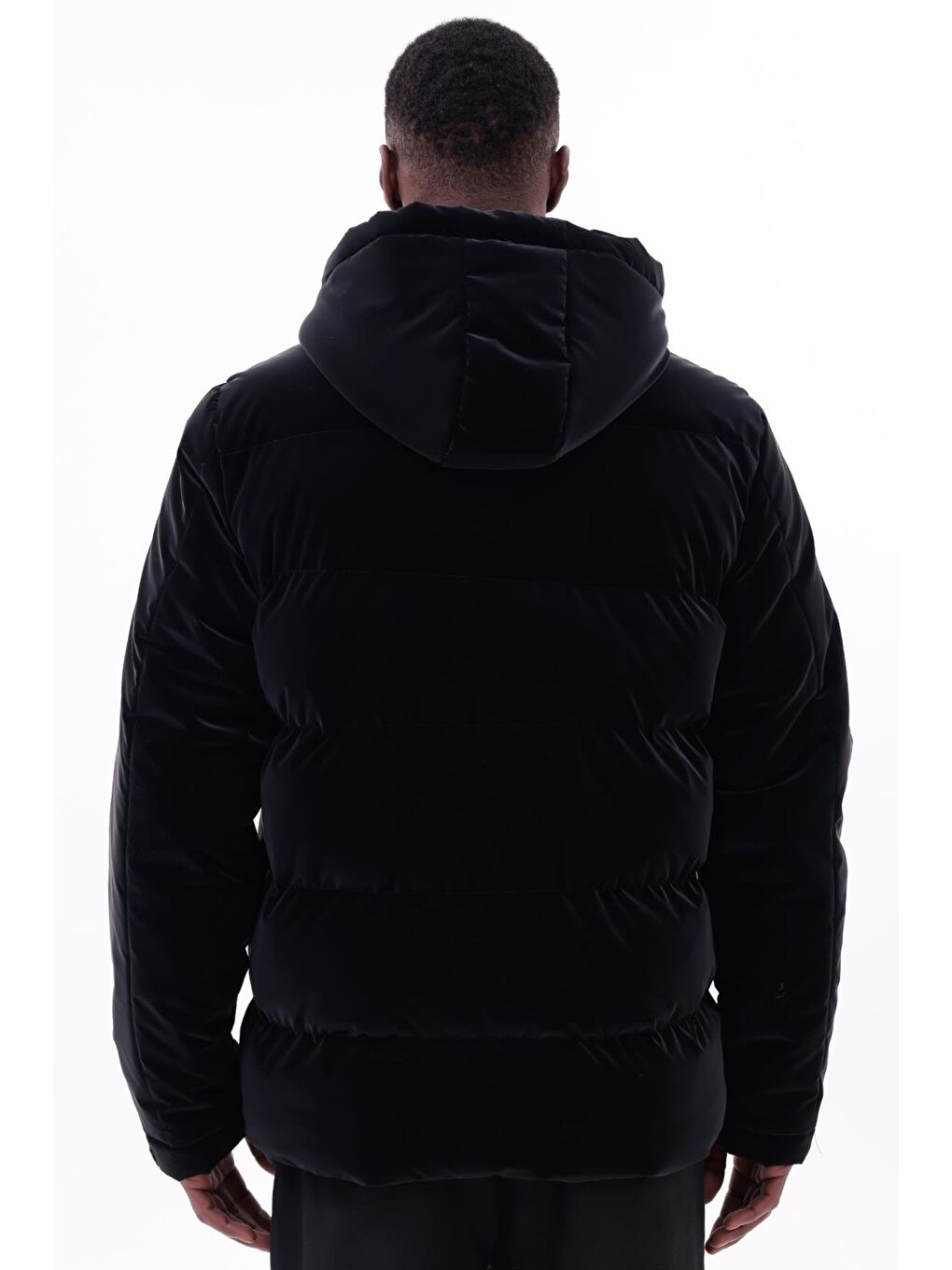 Siyah Erkek Kışlık Nova Kumaş Su Geçirmez İç Cepli Çıkarılabilir Kapüşonlu Şişme Mont-7