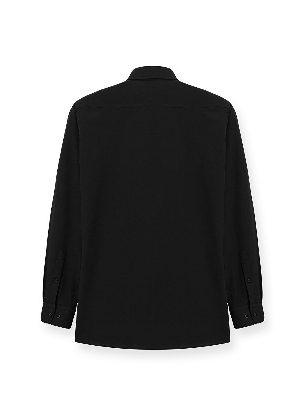 Siyah Uzun Kol Regular Fit Düğmeli Yaka Oxford Pamuklu Kolay Ütülenebilir Büyük Beden Gömlek-5